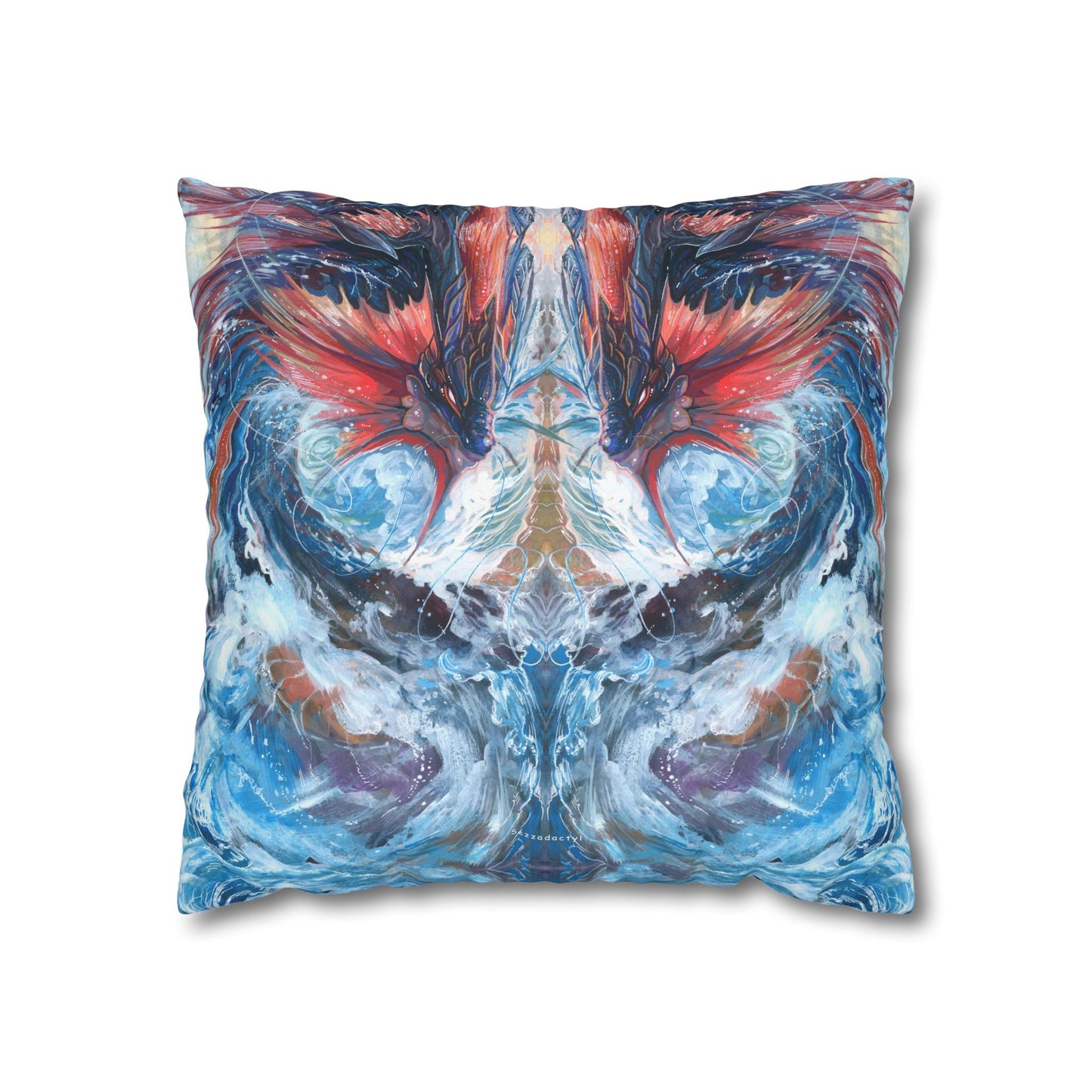 Square Poly Canvas Pillowcase - Serpent of the Rapids