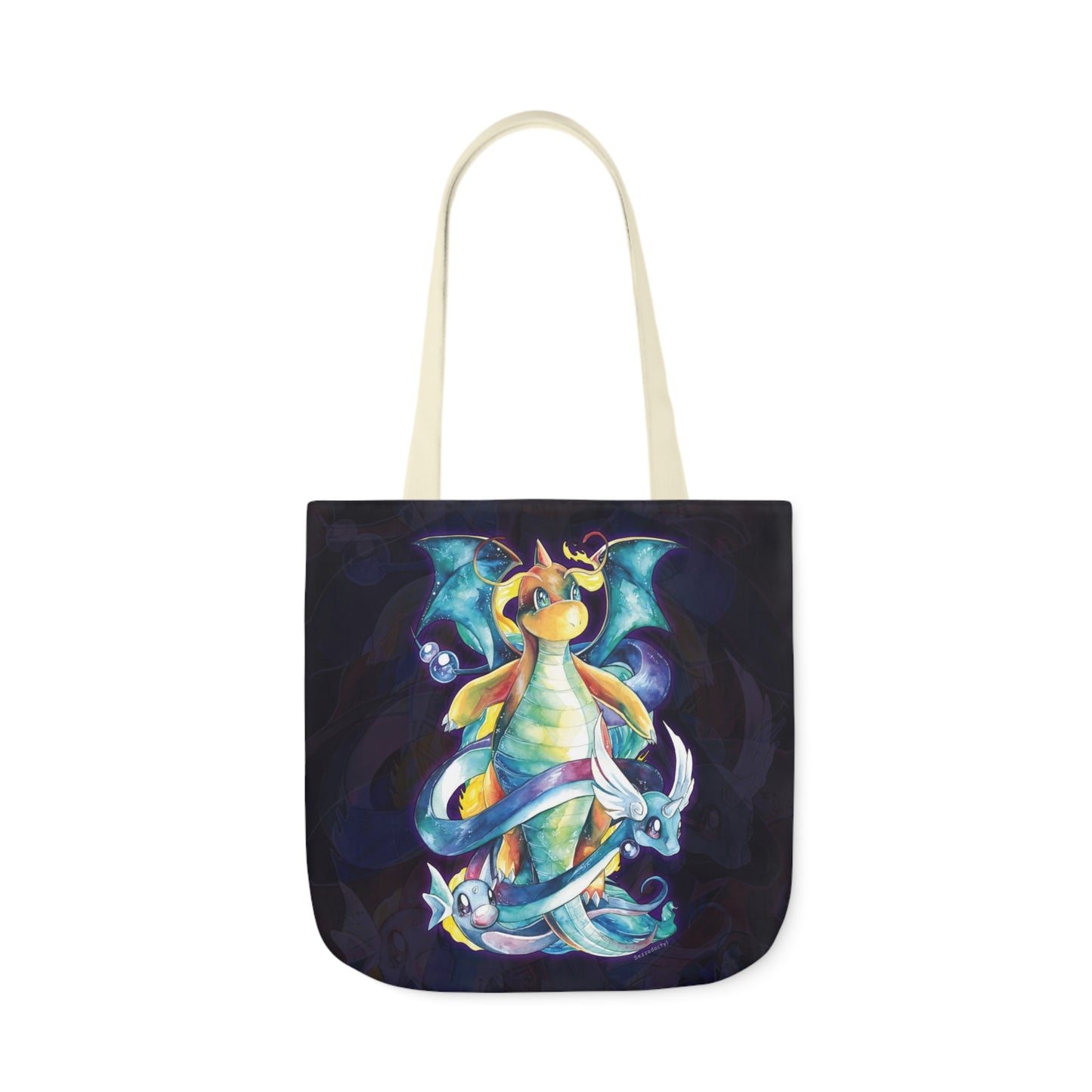 Canvas Tote Bag, 5-Color Straps - Dragons