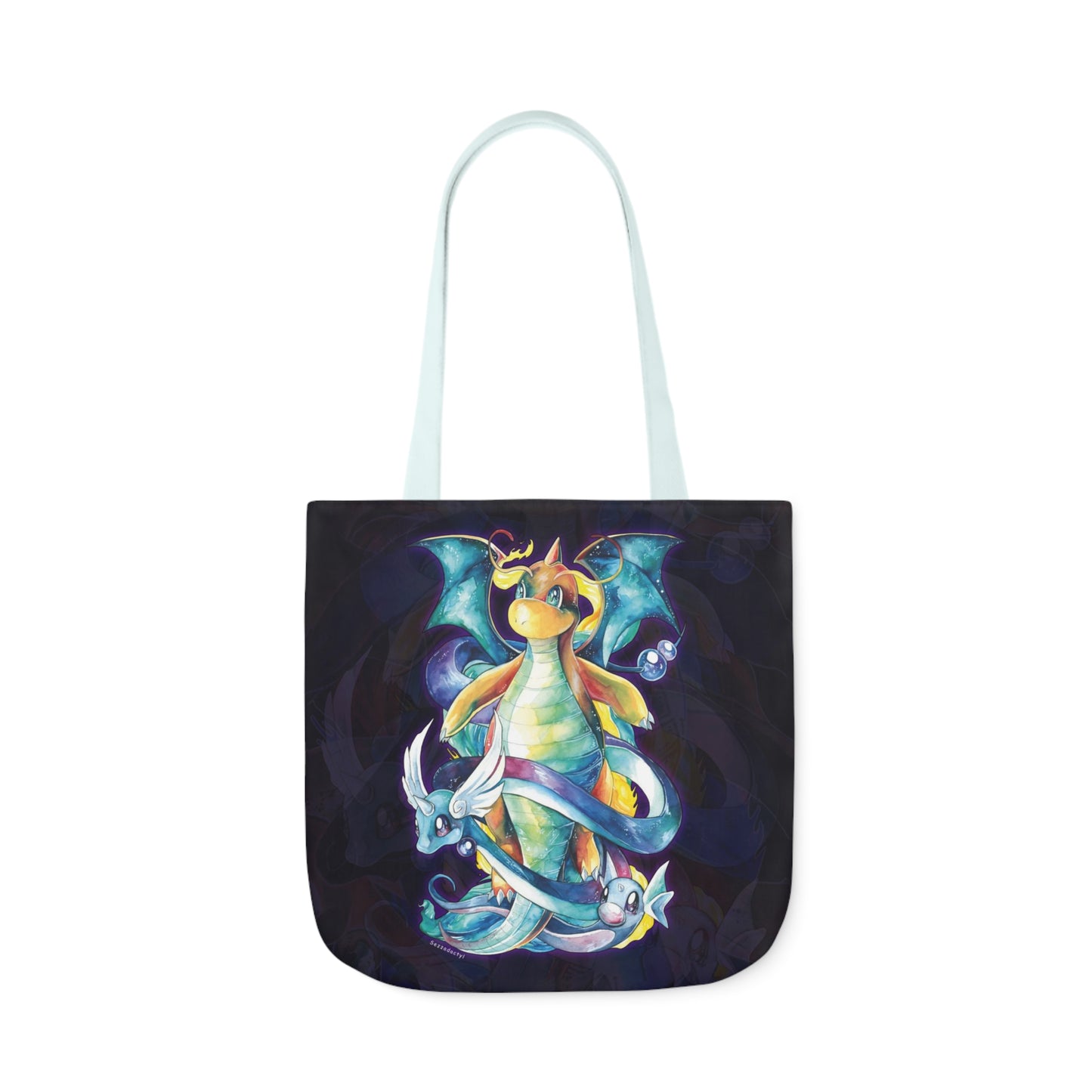 Canvas Tote Bag, 5-Color Straps - Dragons