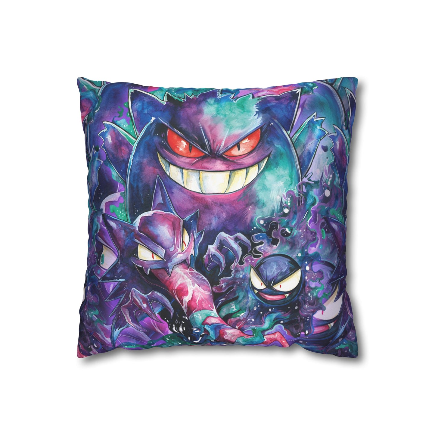 Square Poly Canvas Pillowcase - Ghostly Family