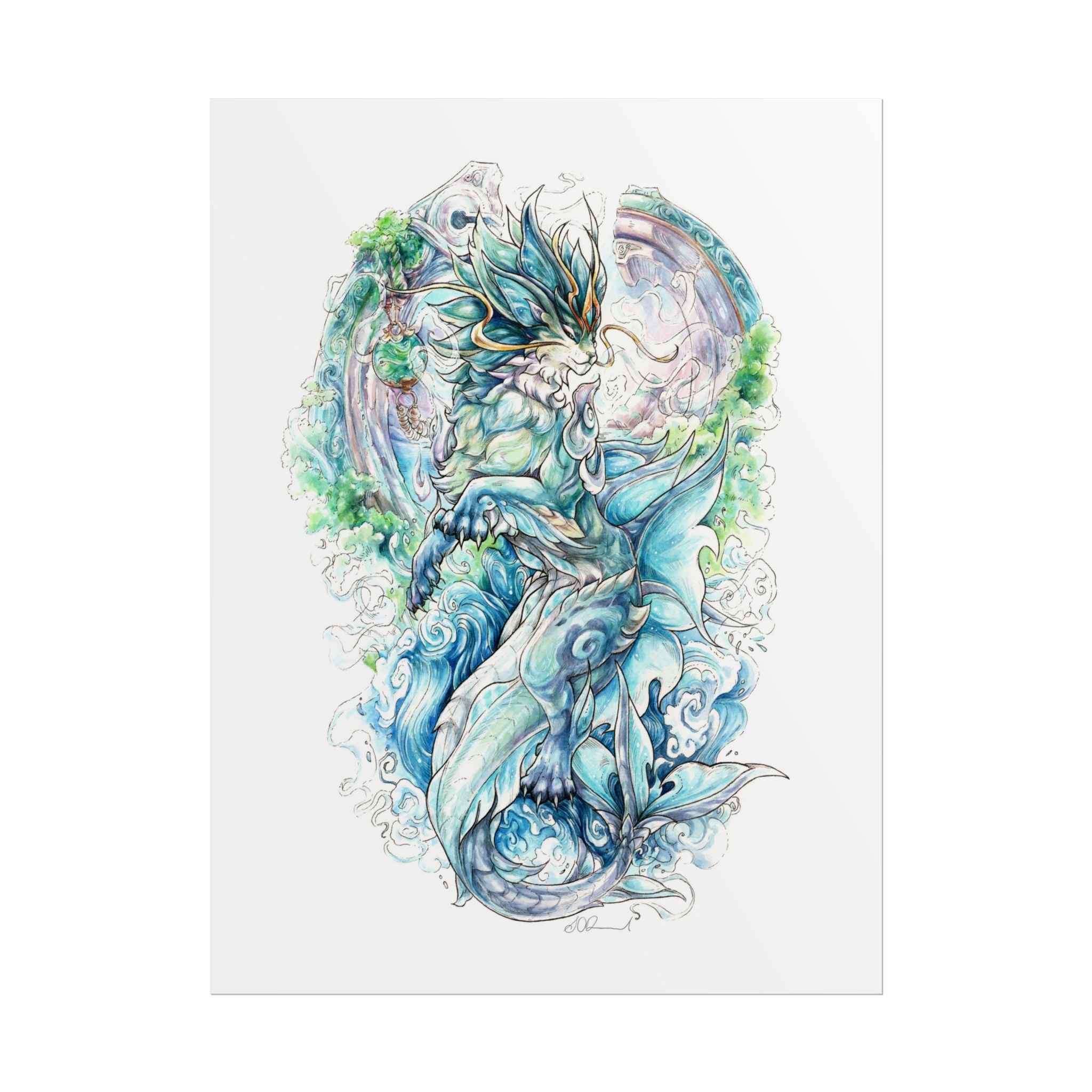Cat Dragon Poster Print