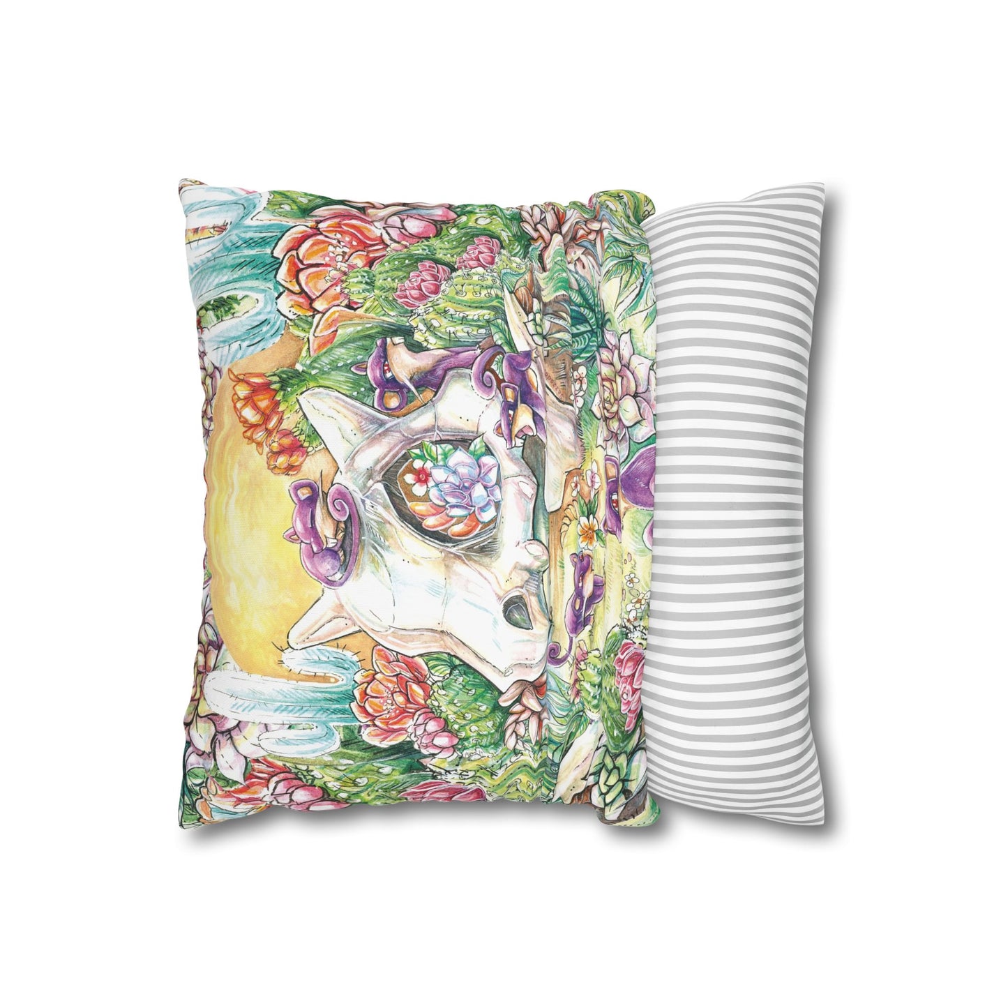 Square Poly Canvas Pillowcase - Skull with Rats