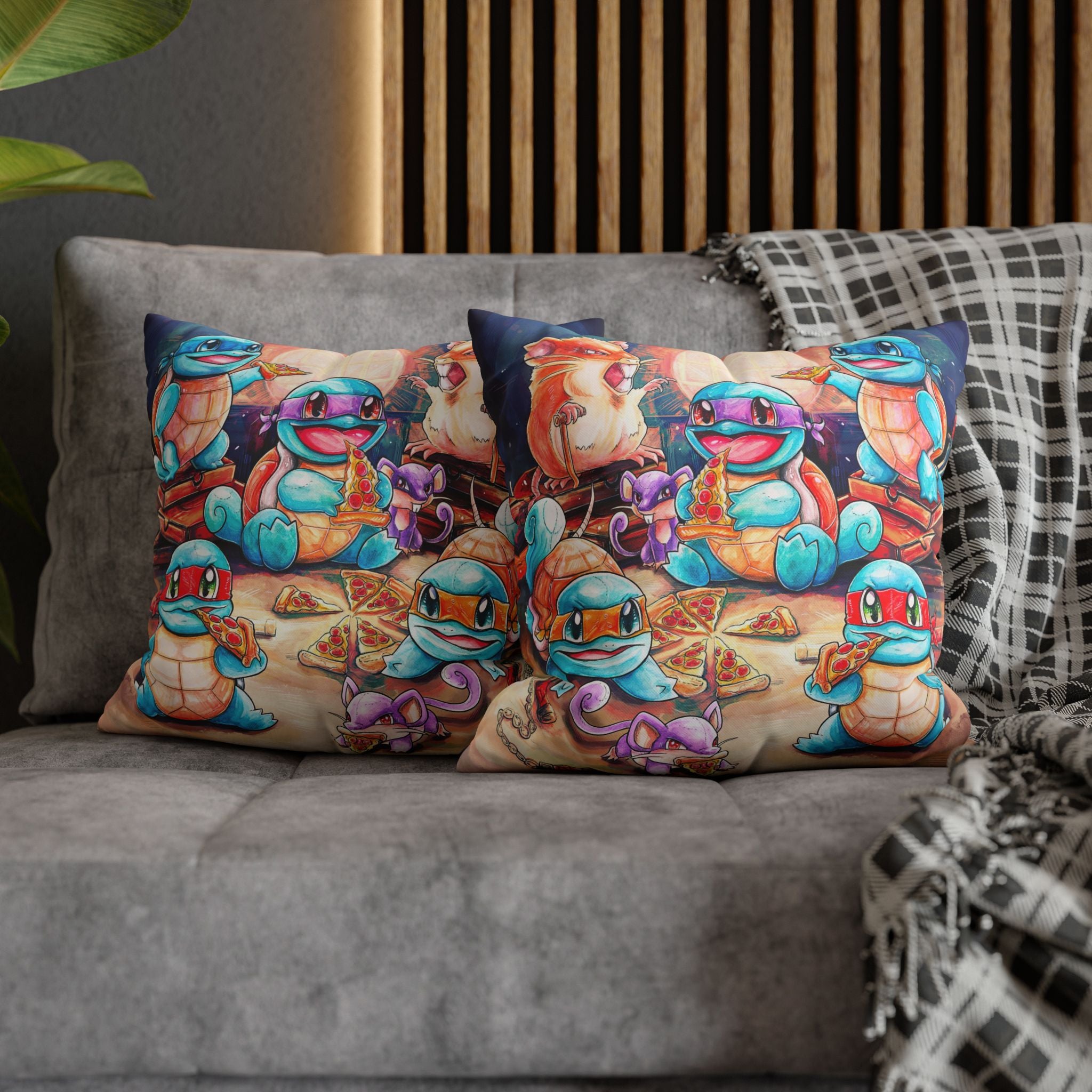 Square Poly Canvas Pillowcase - Pizza Party