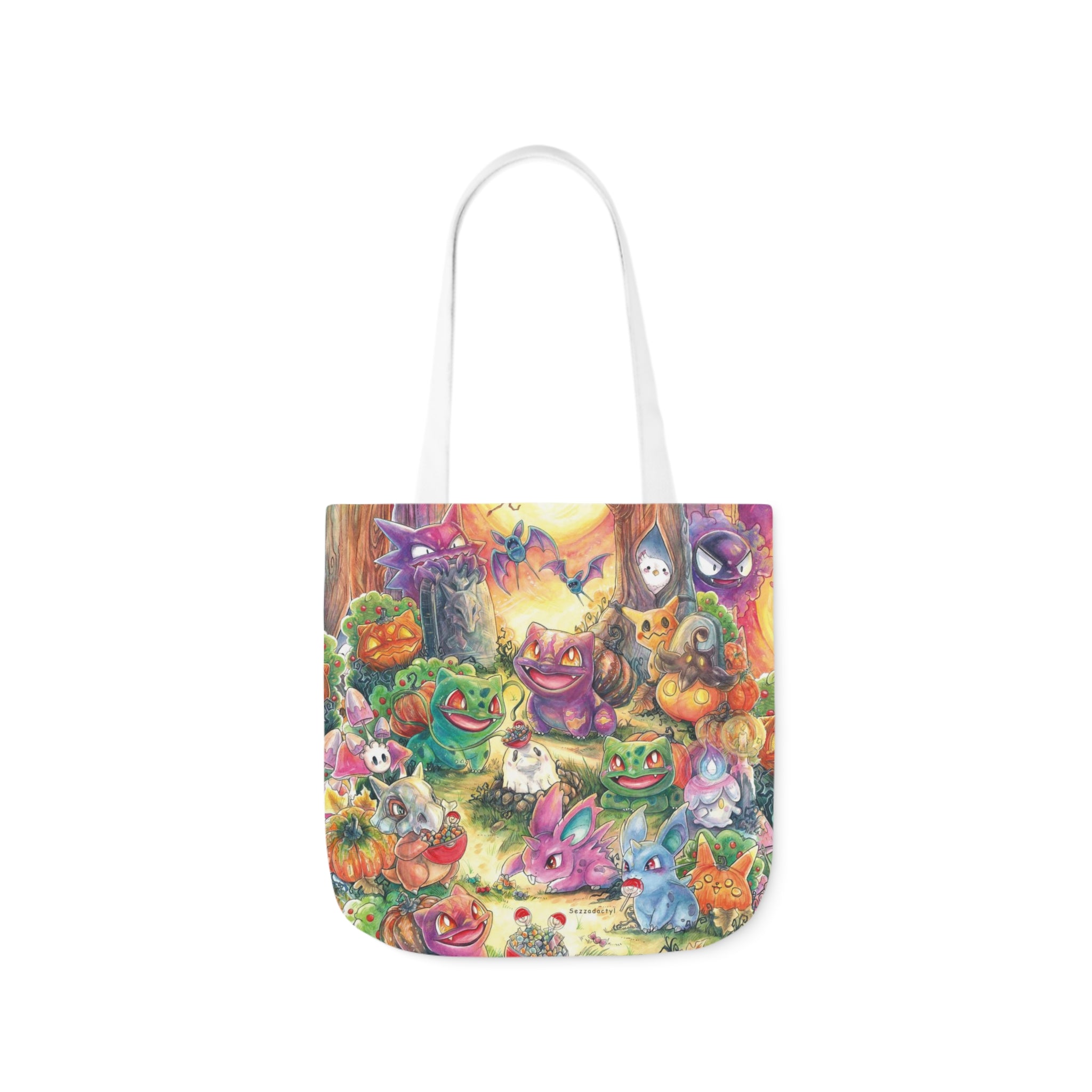 Canvas Tote Bag, 5-Color Straps - Halloween Friends