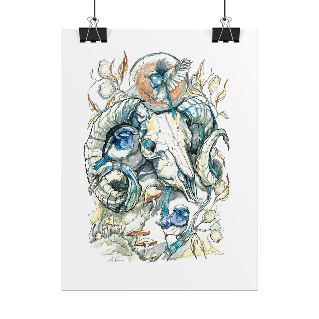 Ram Skull Poster Print