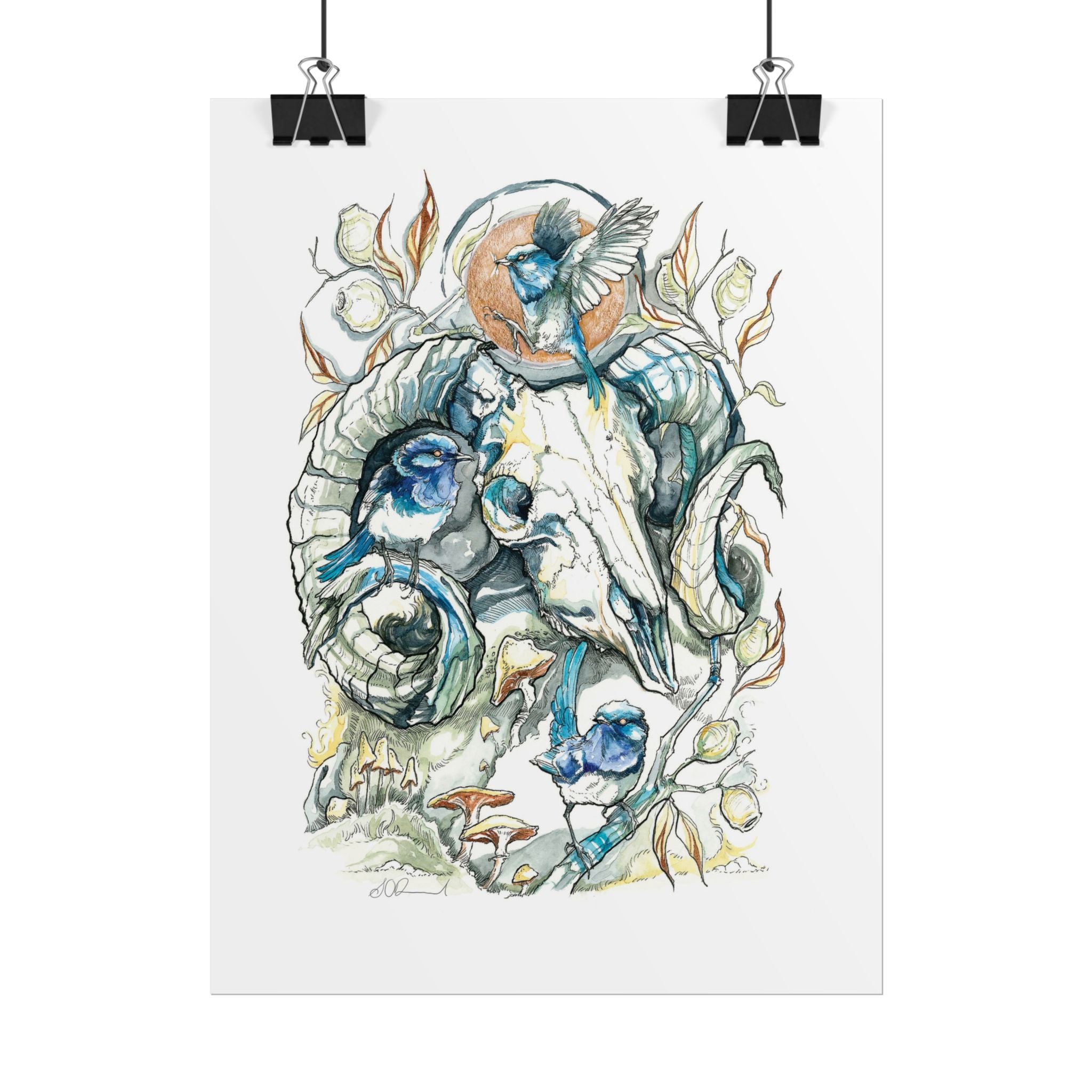 Ram Skull Poster Print
