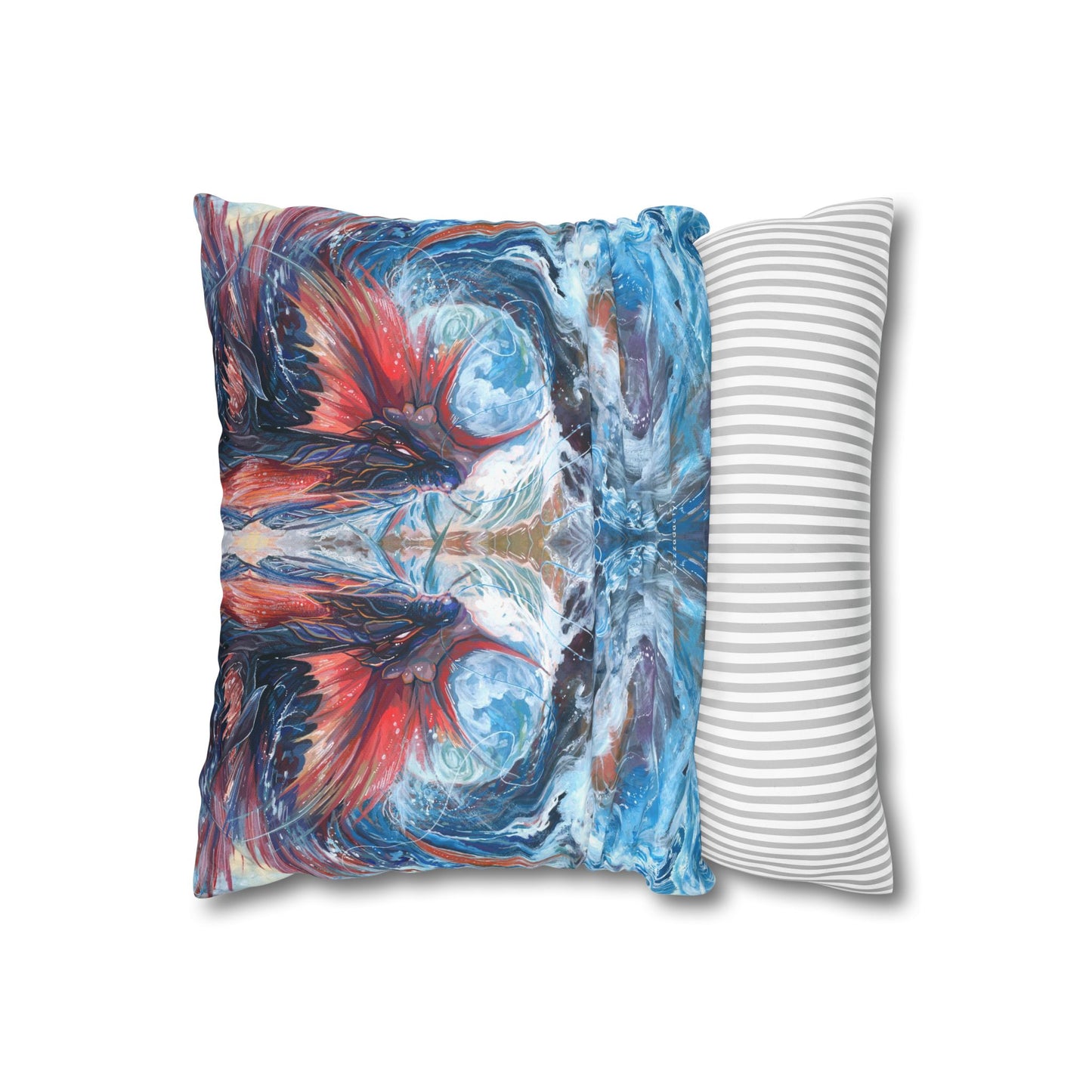 Square Poly Canvas Pillowcase - Serpent of the Rapids