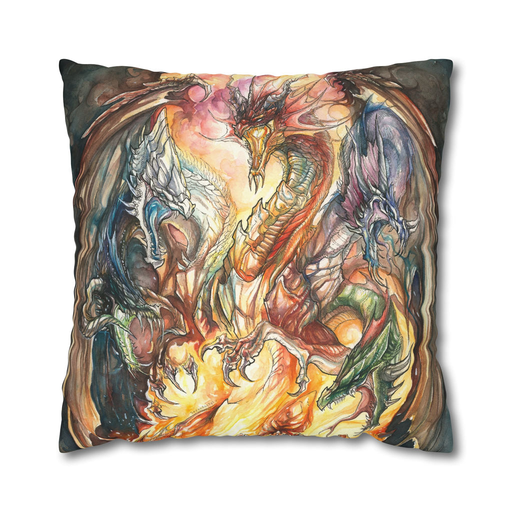 Square Poly Canvas Pillowcase - Evil Dragon