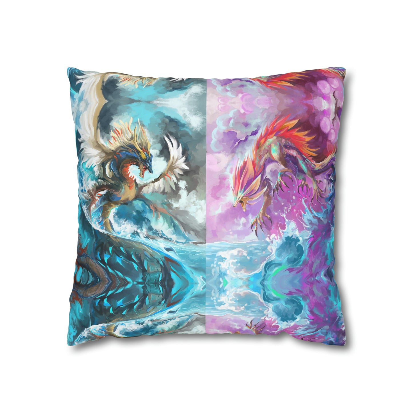 Square Poly Canvas Pillowcase - Monster Battle