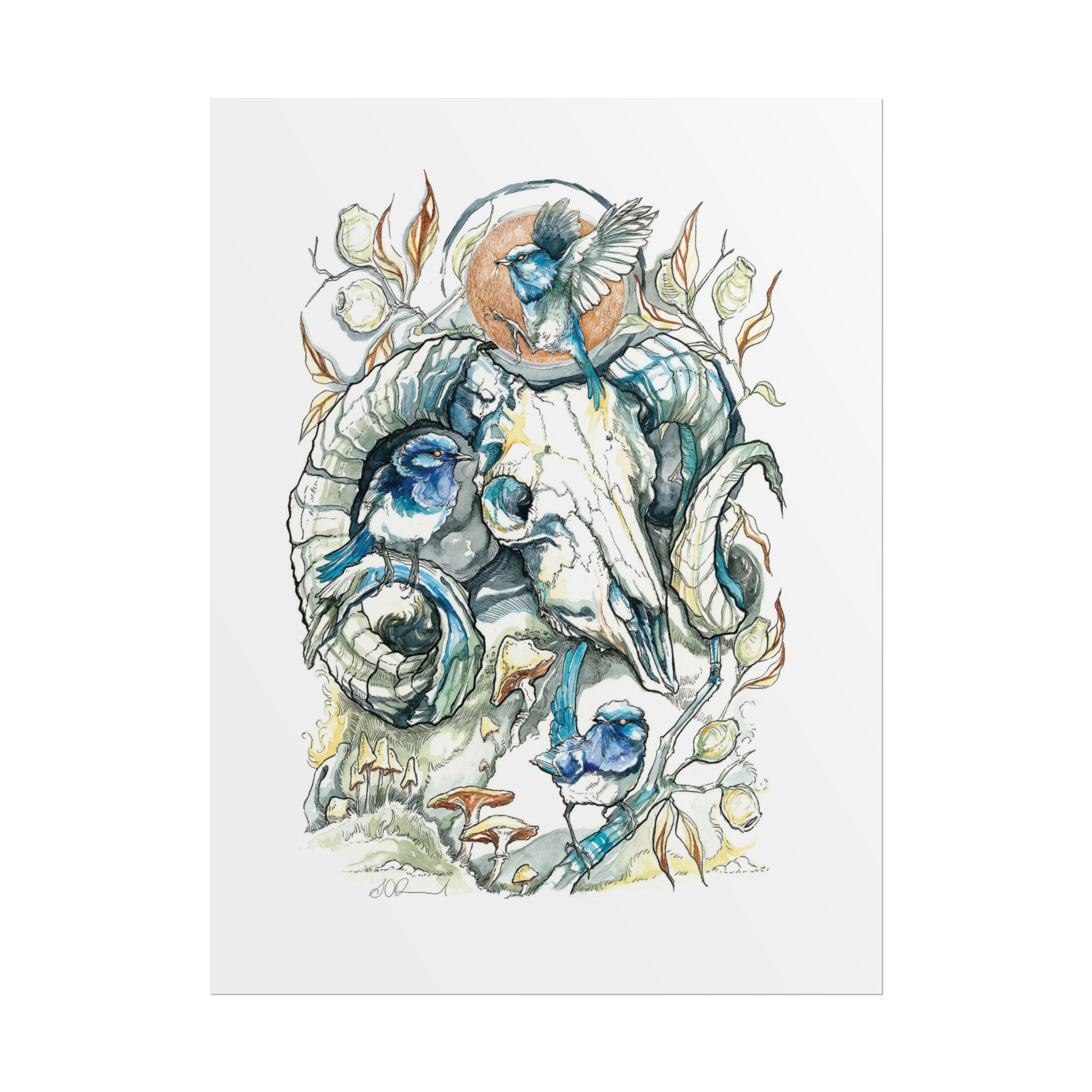 Ram Skull Poster Print