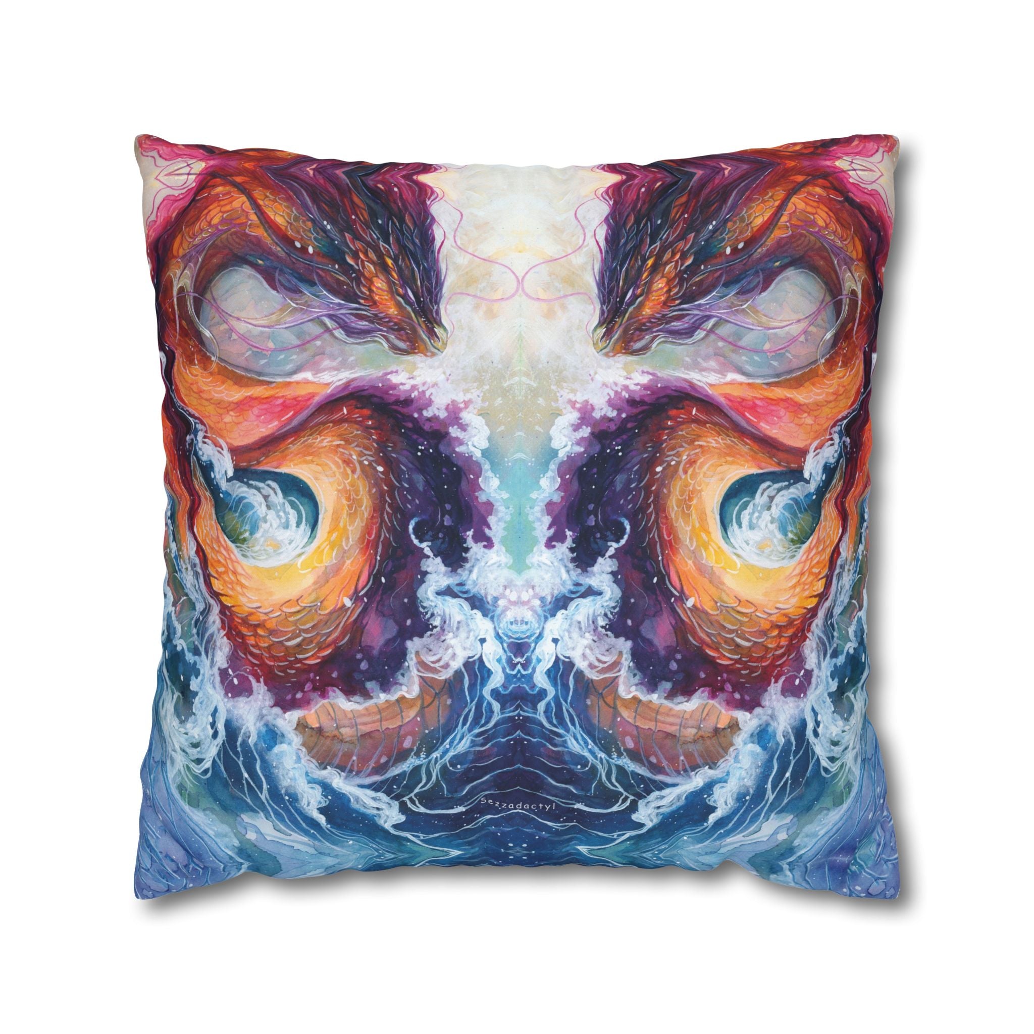 Square Poly Canvas Pillowcase - Serpent of the Lake