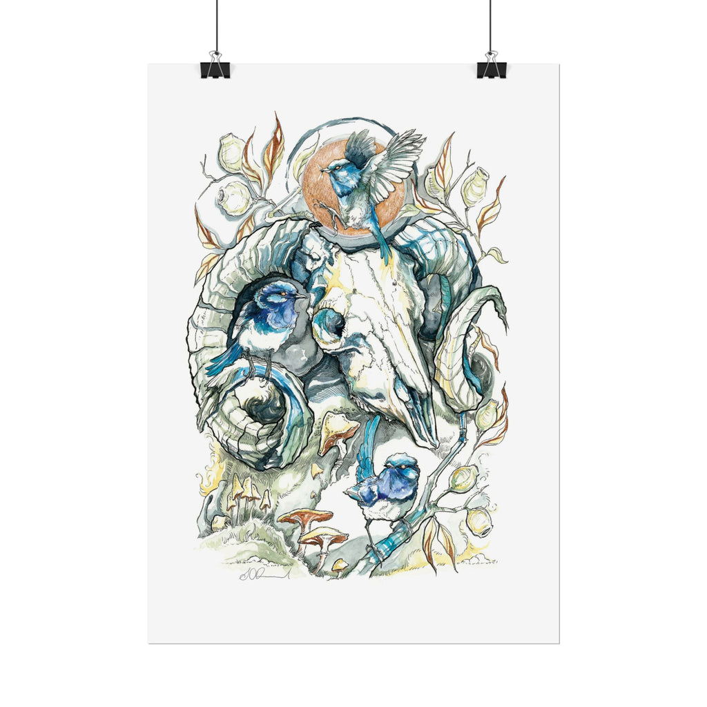 Ram Skull Poster Print