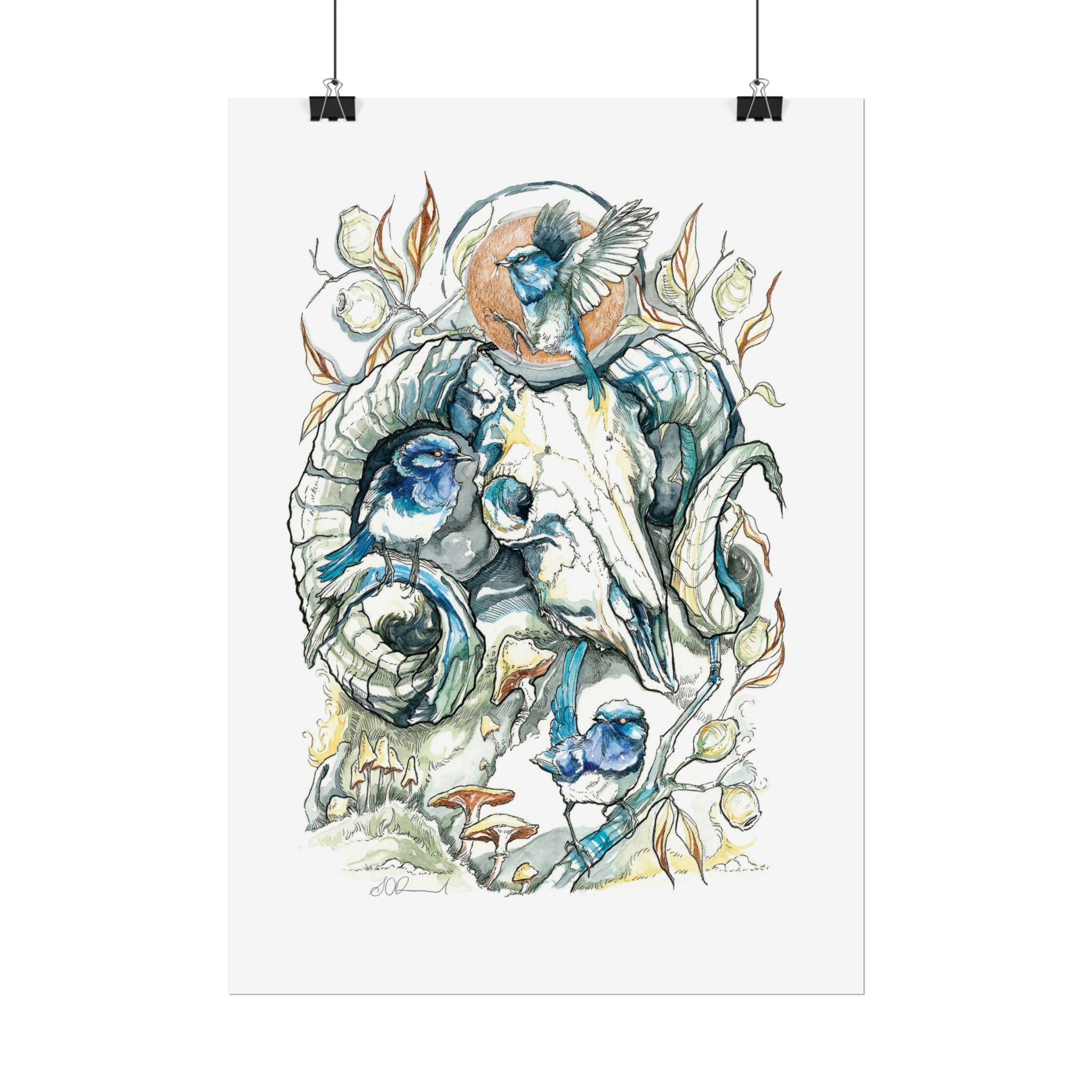Ram Skull Poster Print