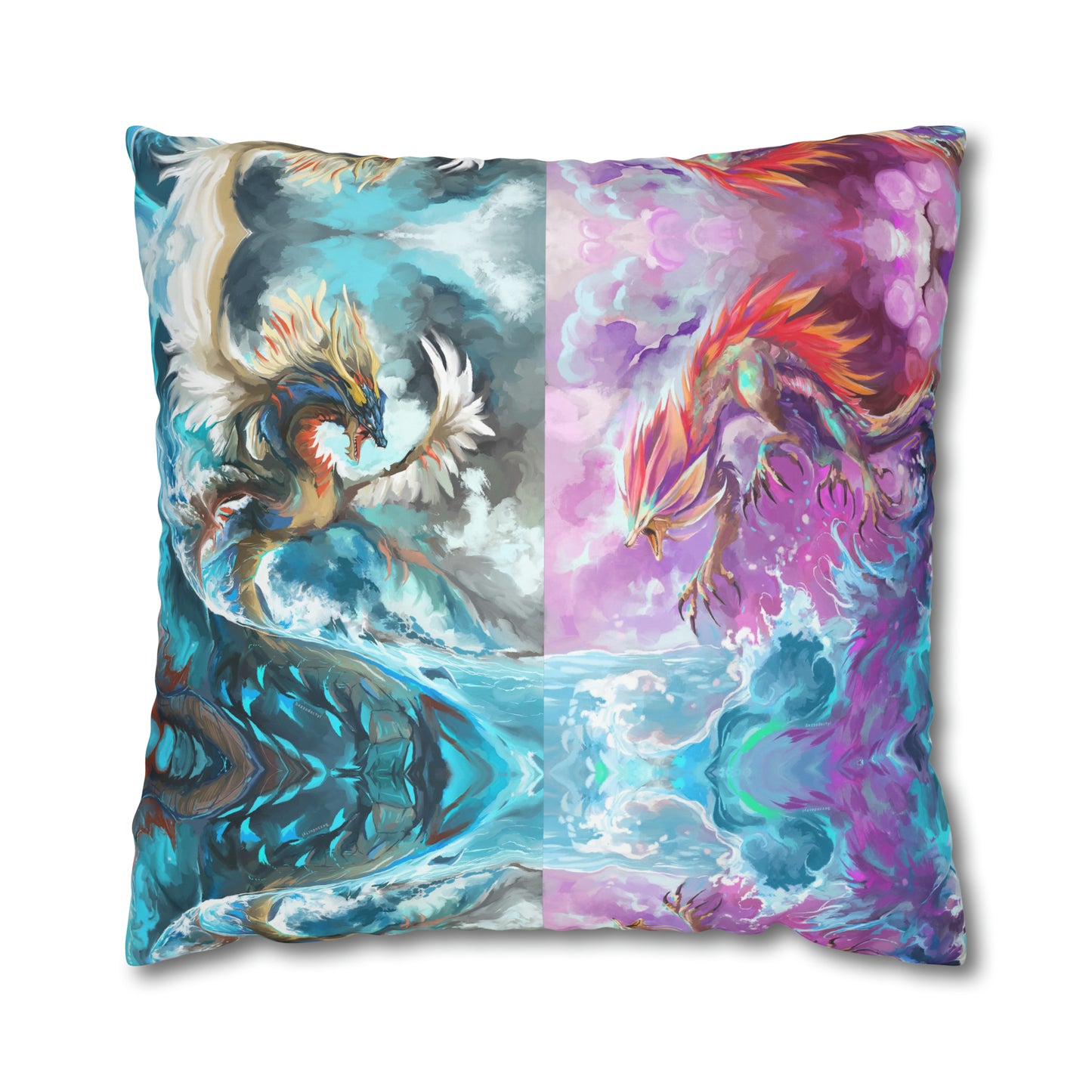 Square Poly Canvas Pillowcase - Monster Battle