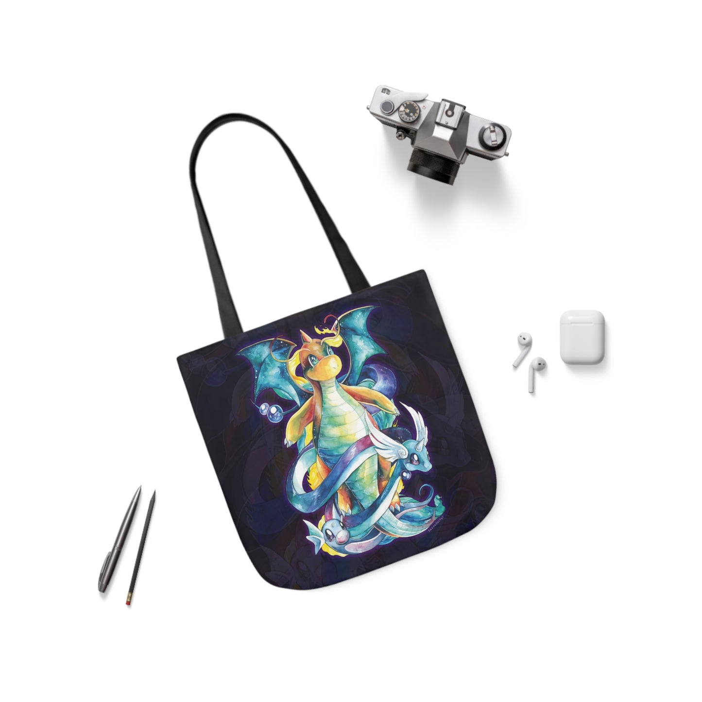 Canvas Tote Bag, 5-Color Straps - Dragons