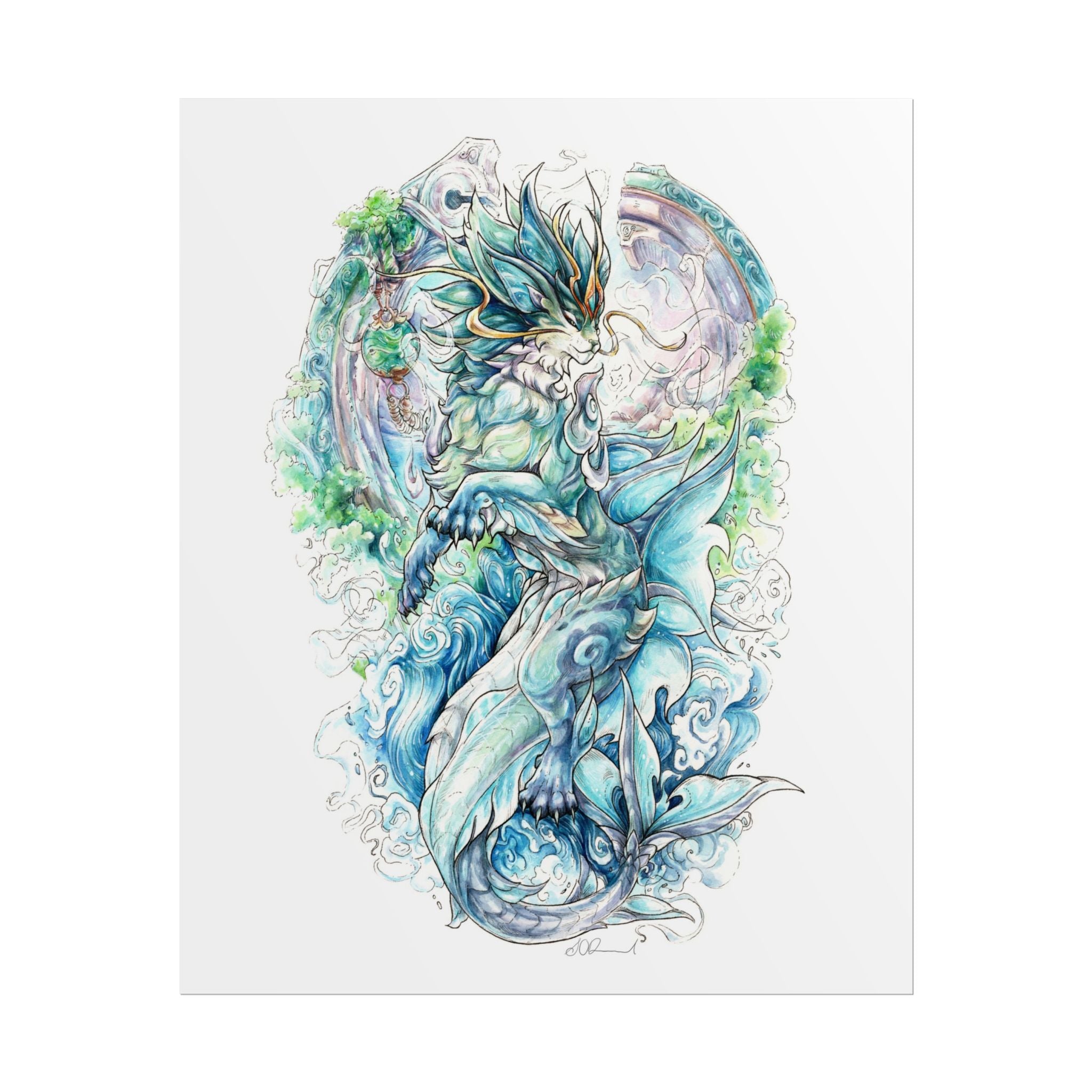 Cat Dragon Poster Print