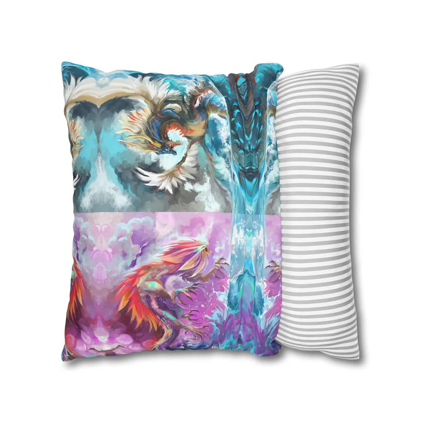 Square Poly Canvas Pillowcase - Monster Battle