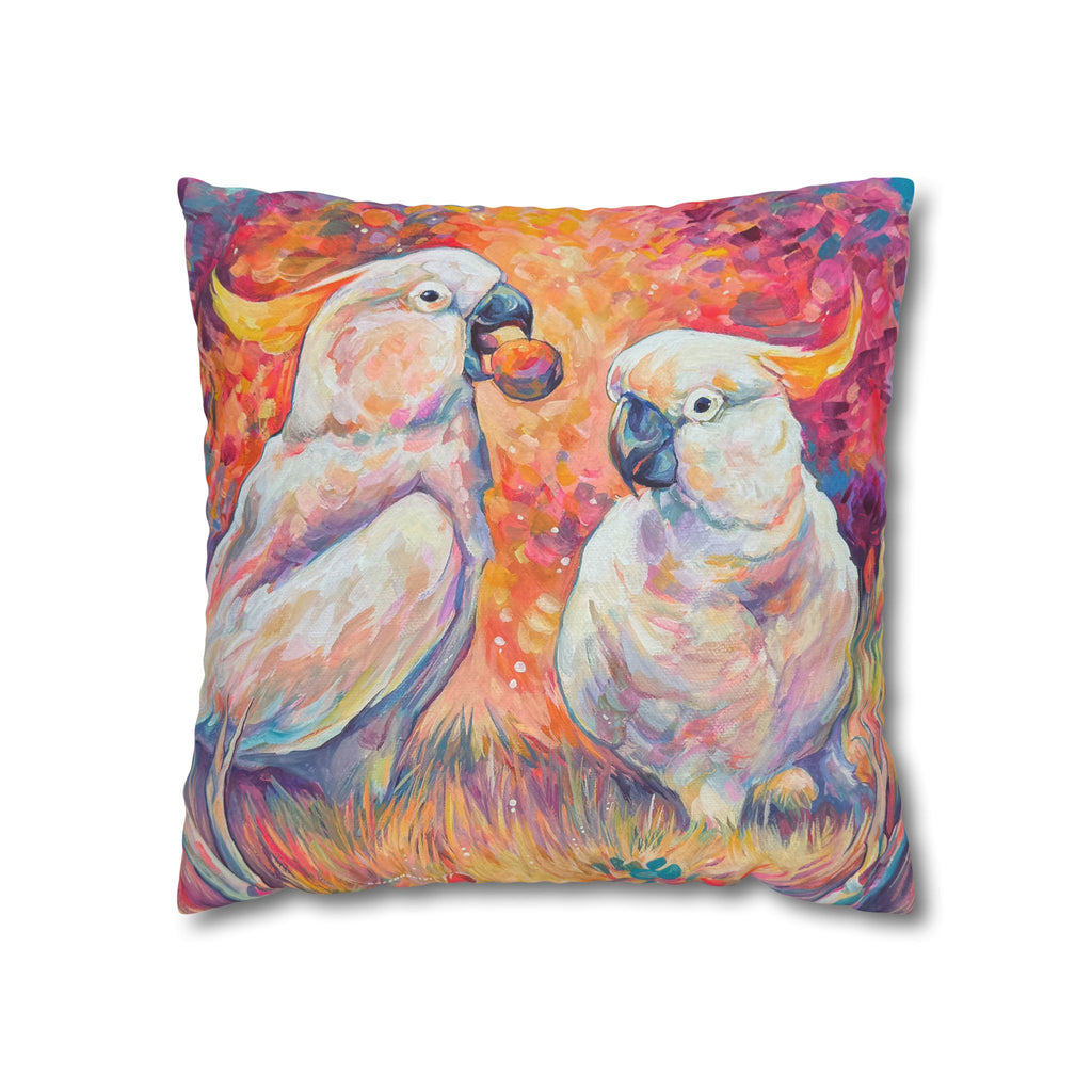 Square Poly Canvas Pillowcase - Cockatoos
