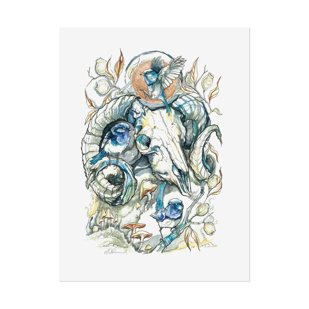 Ram Skull Poster Print