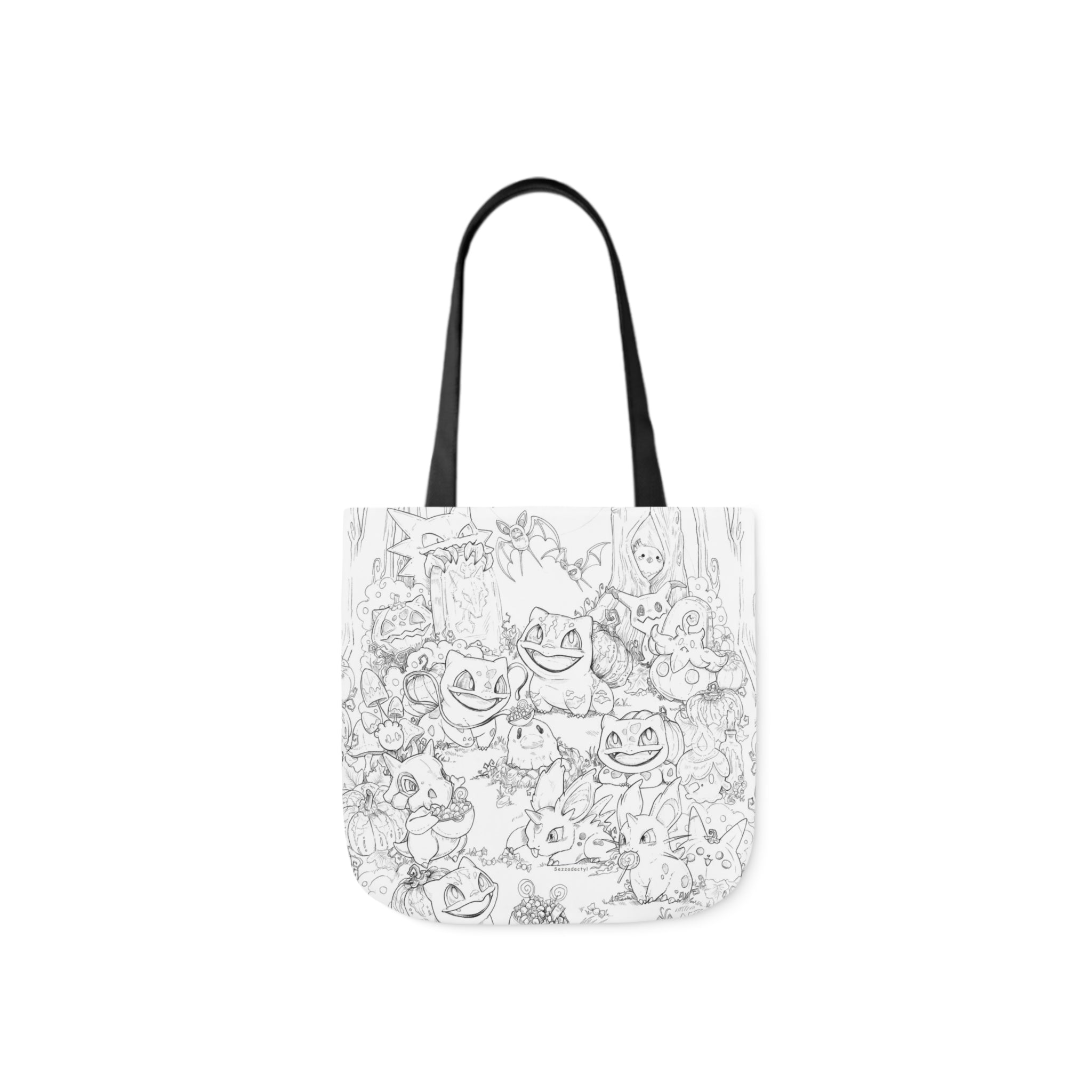 Tote Bag, 5-Color Straps - Halloween Friends Linework