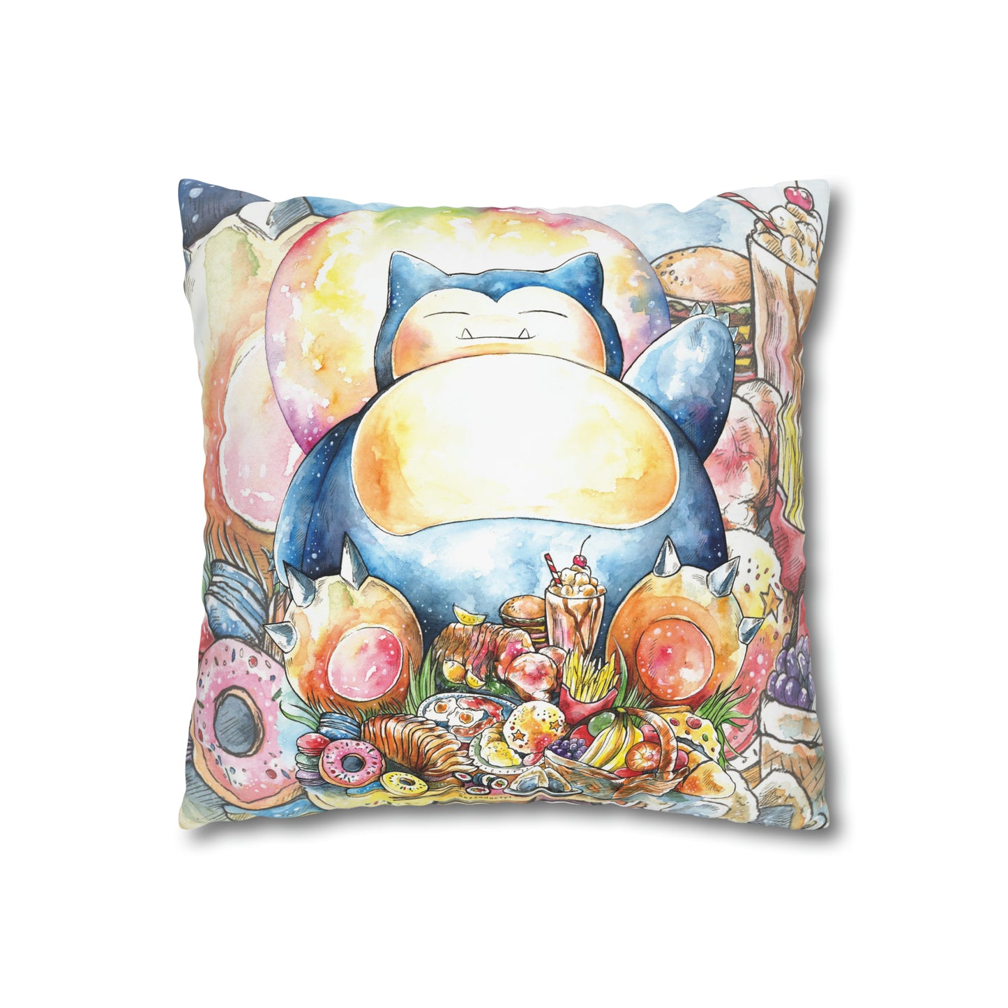 Square Poly Canvas Pillowcase - We Love Food