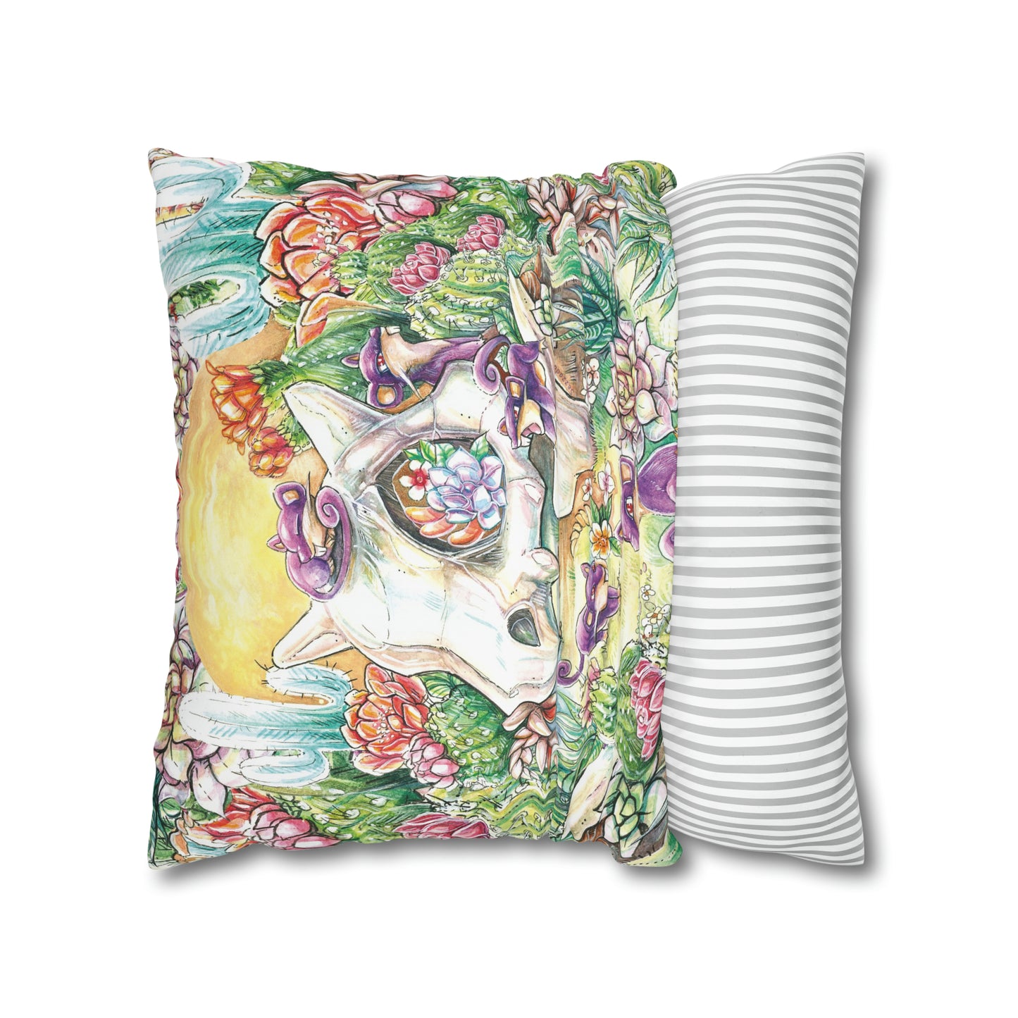 Square Poly Canvas Pillowcase - Skull with Rats