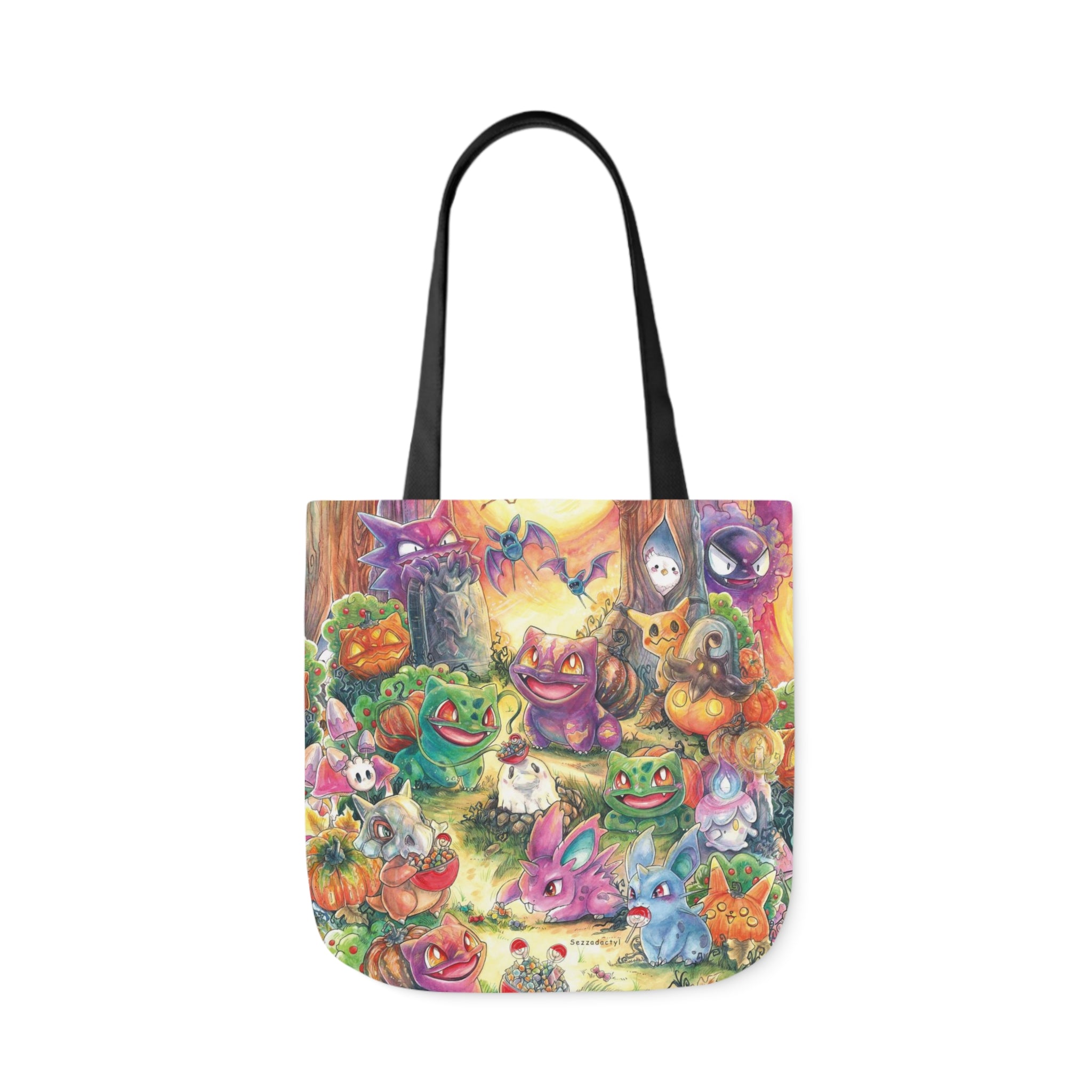 Canvas Tote Bag, 5-Color Straps - Halloween Friends
