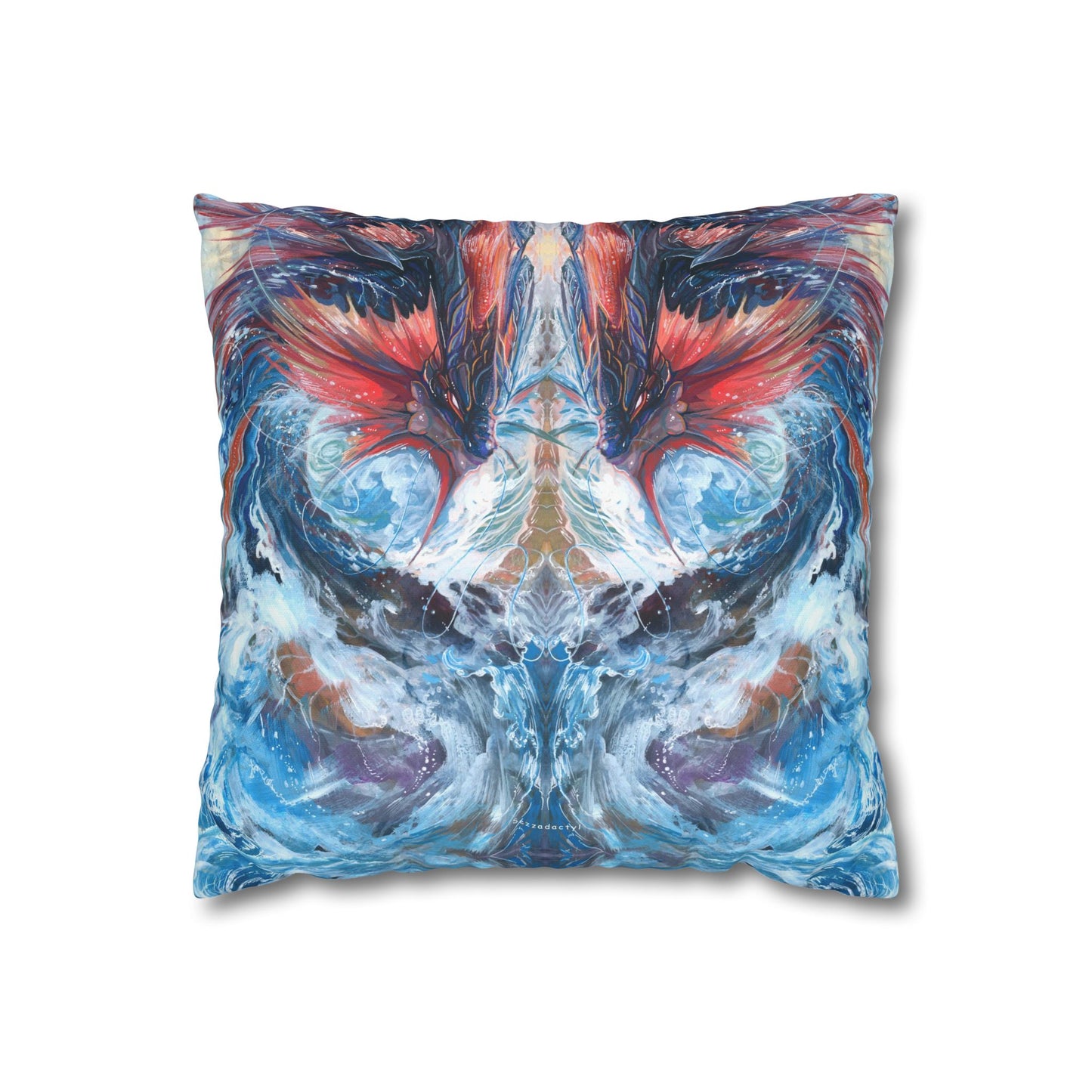 Square Poly Canvas Pillowcase - Serpent of the Rapids