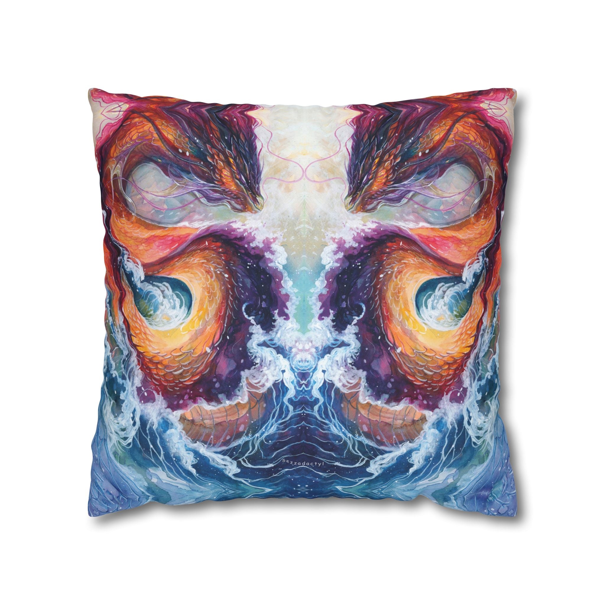 Square Poly Canvas Pillowcase - Serpent of the Lake