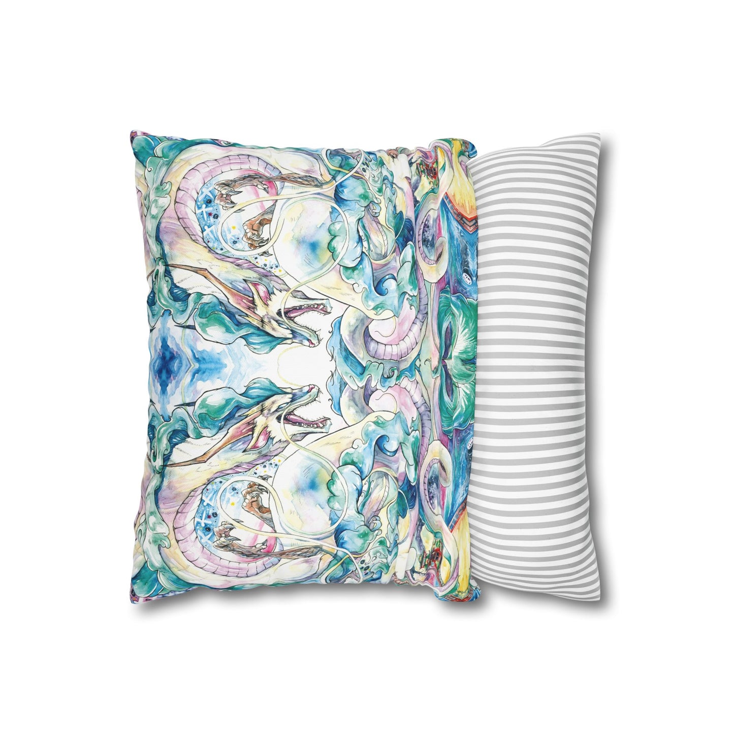 Square Poly Canvas Pillowcase - Sky Dragon