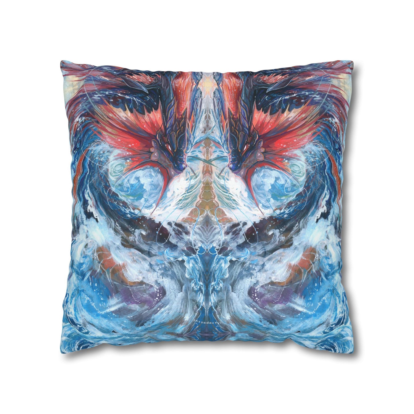 Square Poly Canvas Pillowcase - Serpent of the Rapids