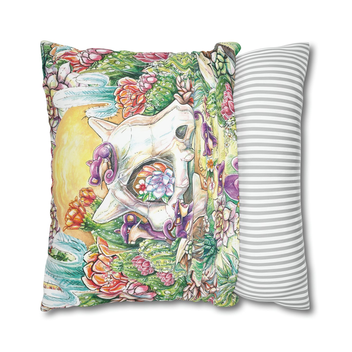 Square Poly Canvas Pillowcase - Skull with Rats