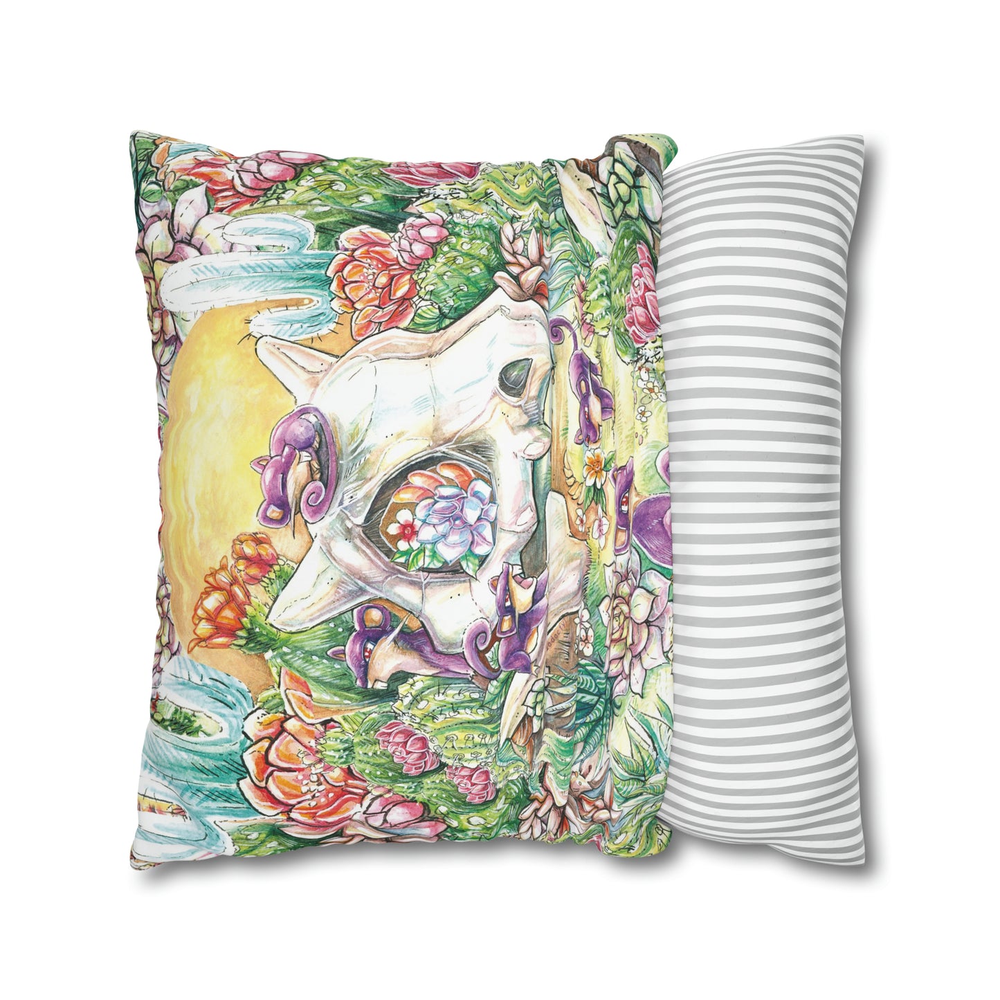 Square Poly Canvas Pillowcase - Skull with Rats