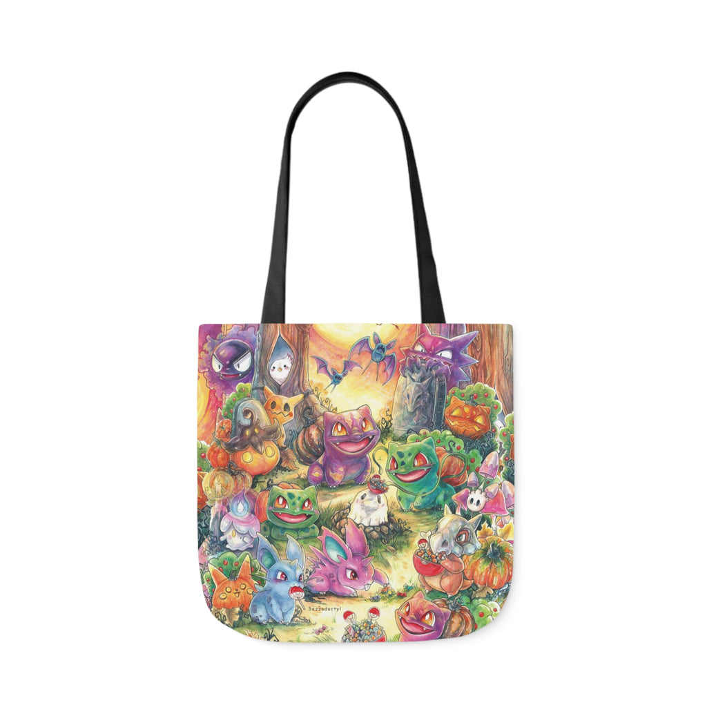 Canvas Tote Bag, 5-Color Straps - Halloween Friends