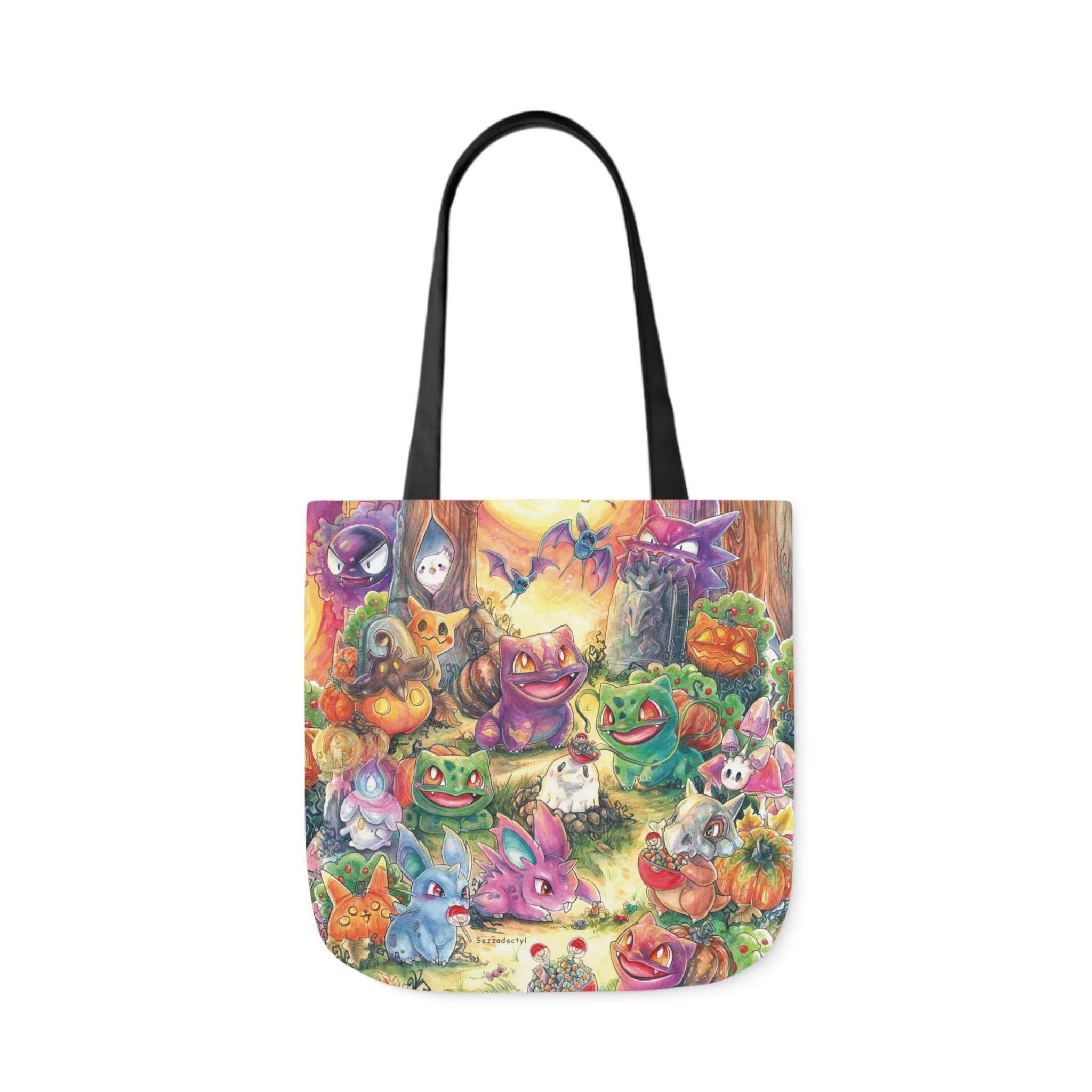 Canvas Tote Bag, 5-Color Straps - Halloween Friends