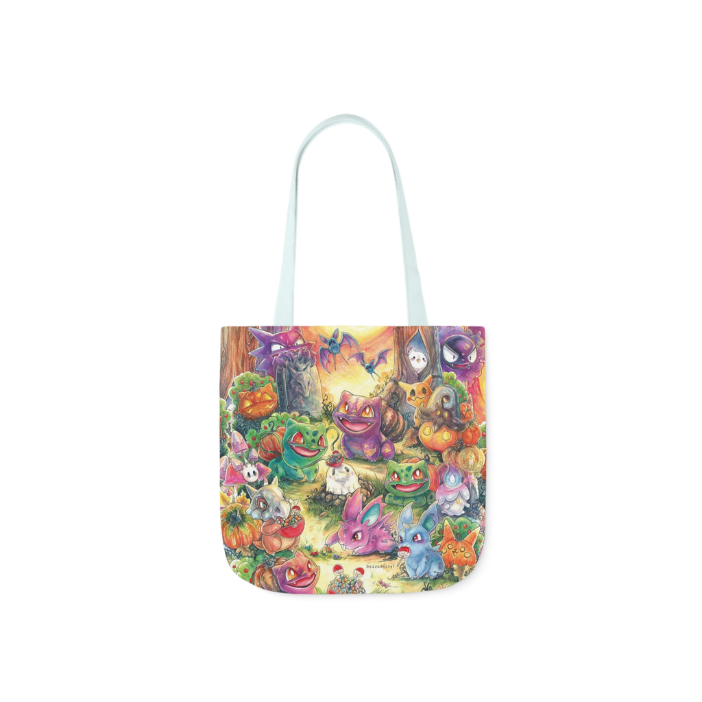 Canvas Tote Bag, 5-Color Straps - Halloween Friends