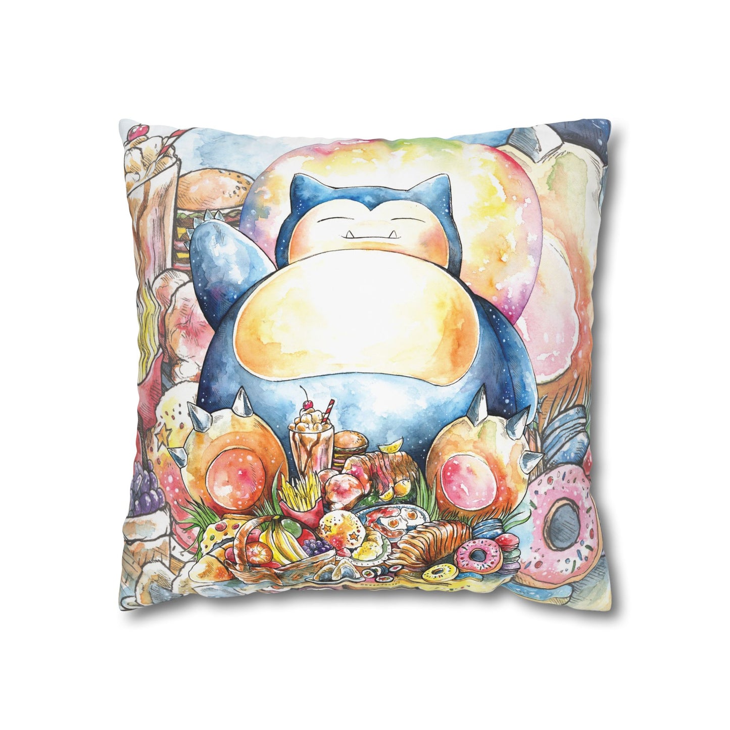 Square Poly Canvas Pillowcase - We Love Food