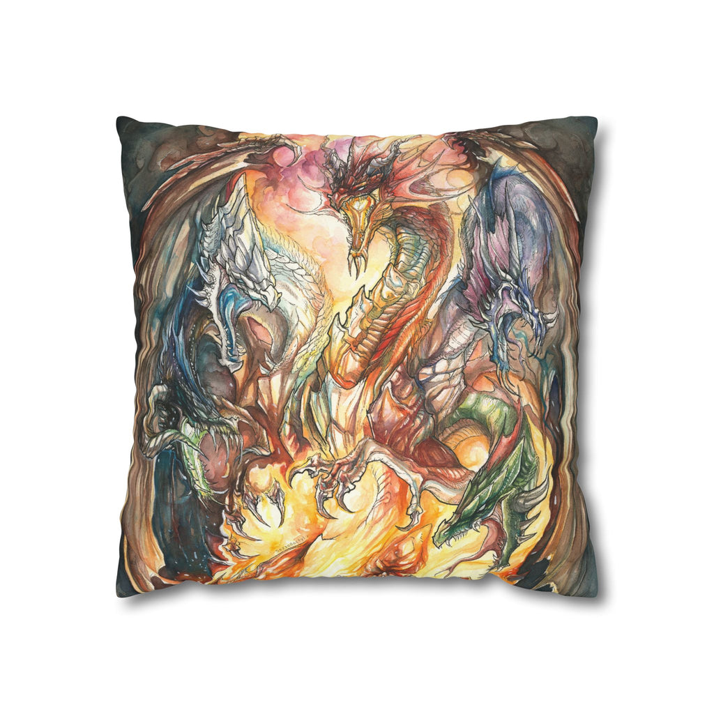 Square Poly Canvas Pillowcase - Evil Dragon