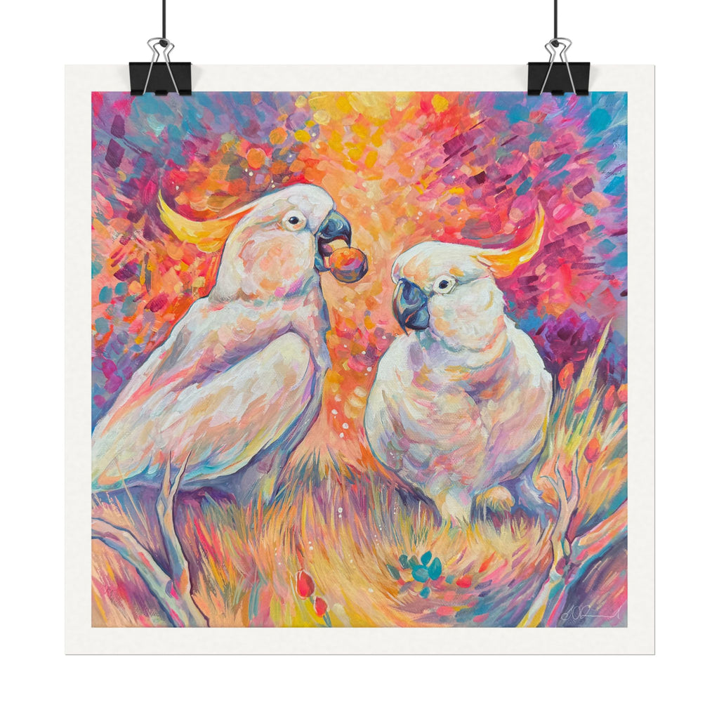 Two Cockatoos Boarded Square Print