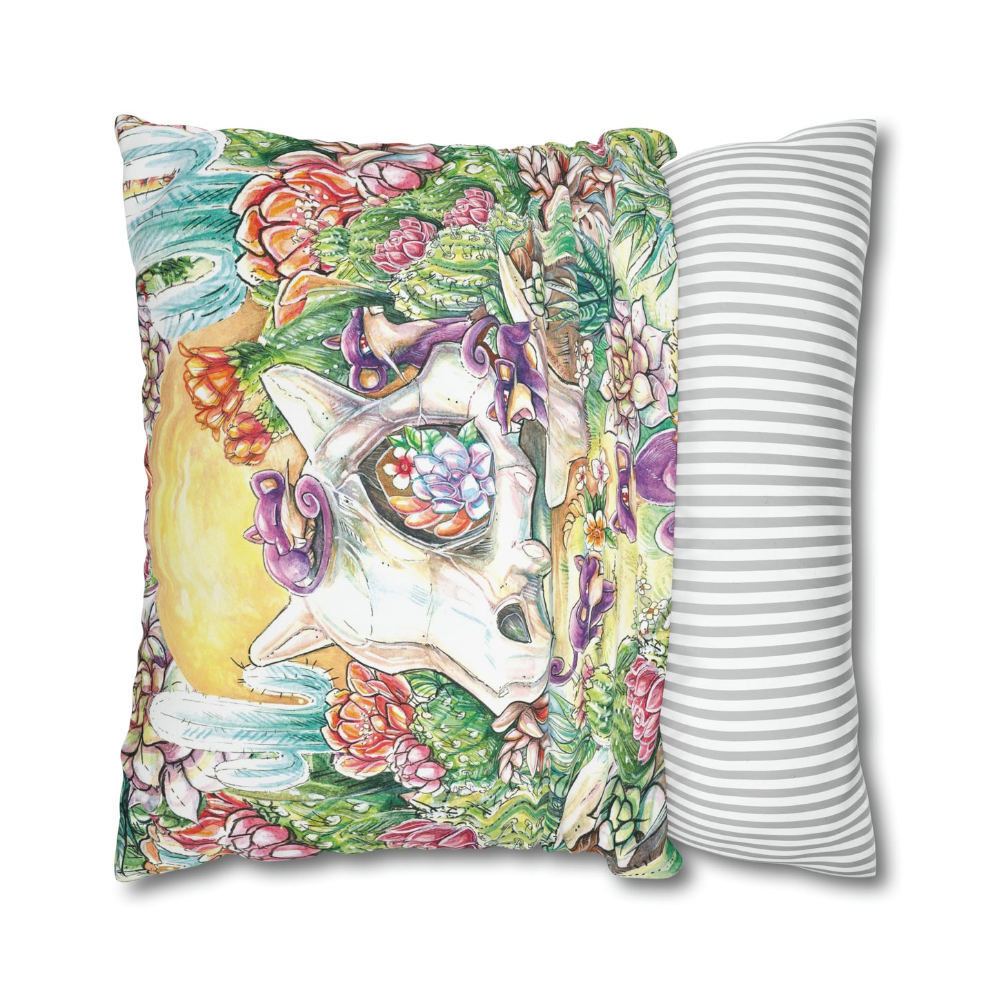 Square Poly Canvas Pillowcase - Skull with Rats