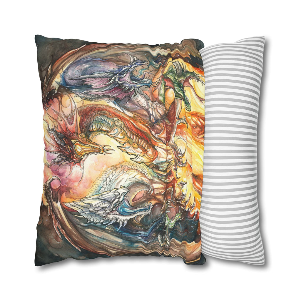 Square Poly Canvas Pillowcase - Evil Dragon