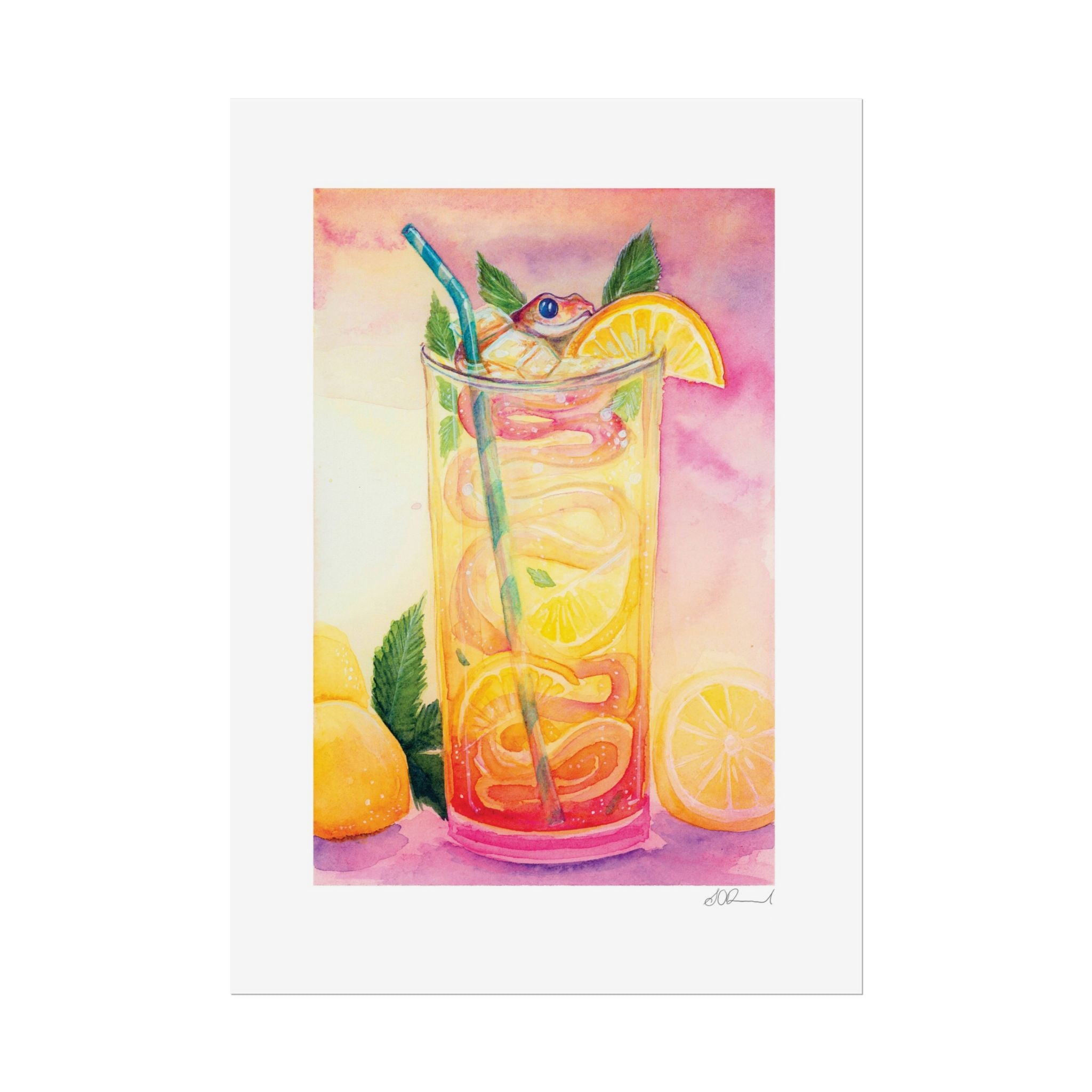 Lemon Iced Tea Snake Poster Print
