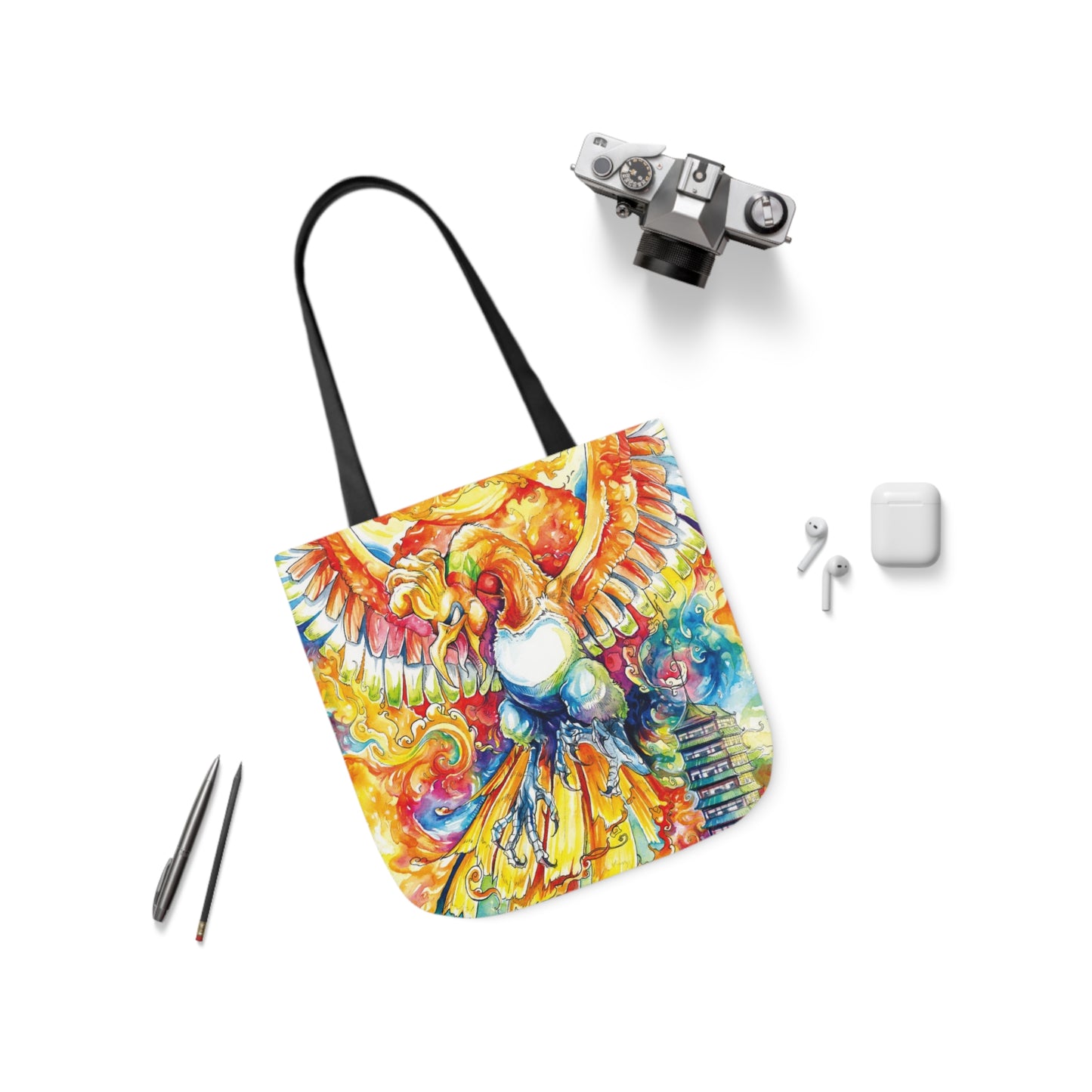 Tote Bag, 5-Color Straps - Fire Bird