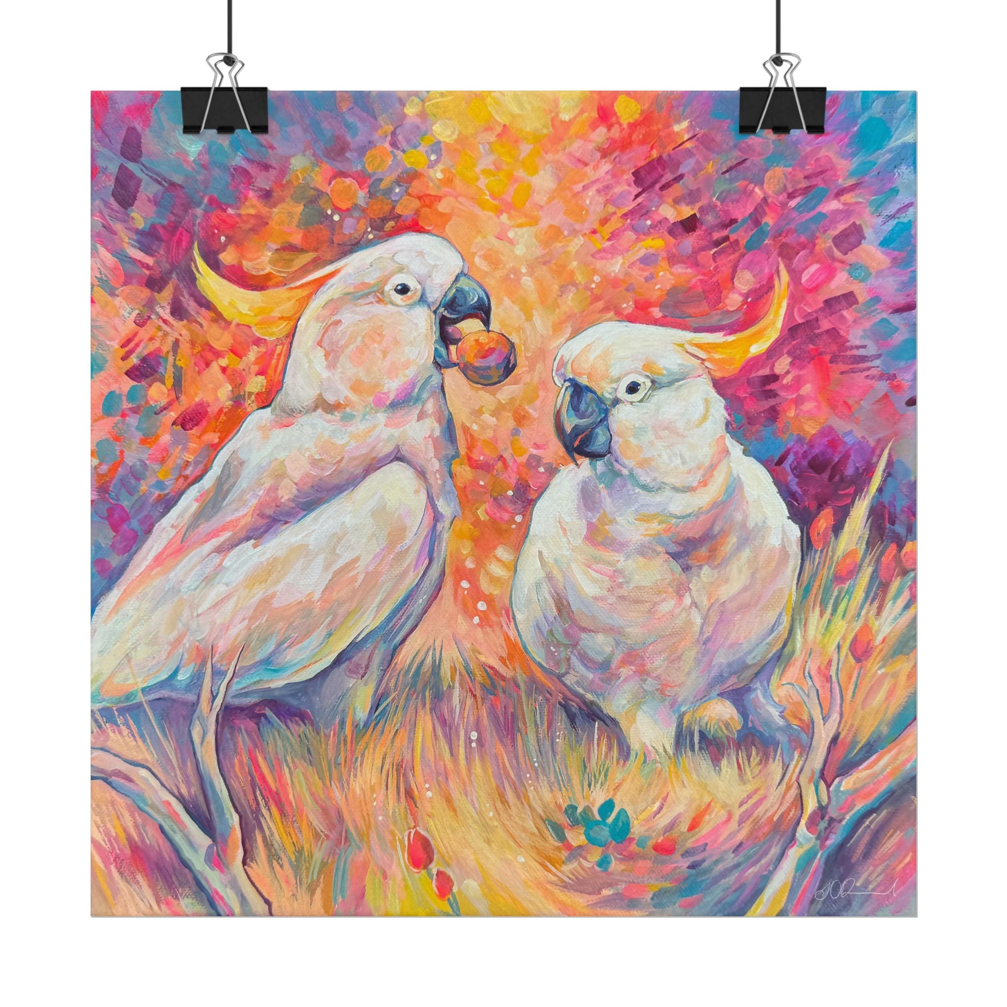 Two Cockatoos Square Print