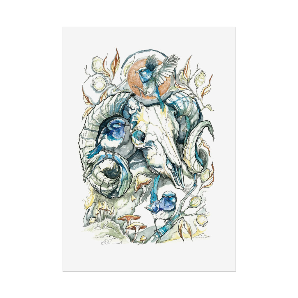 Ram Skull Poster Print