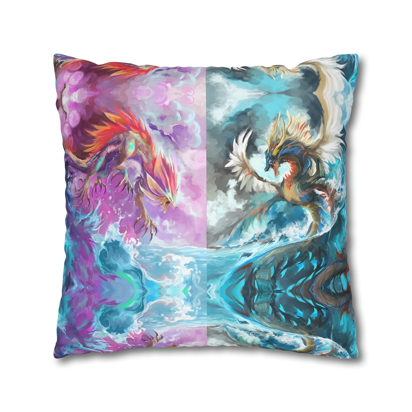 Square Poly Canvas Pillowcase - Monster Battle