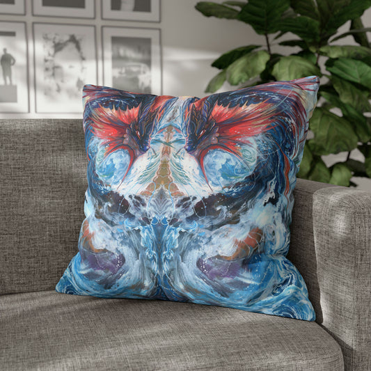 Square Poly Canvas Pillowcase - Serpent of the Rapids