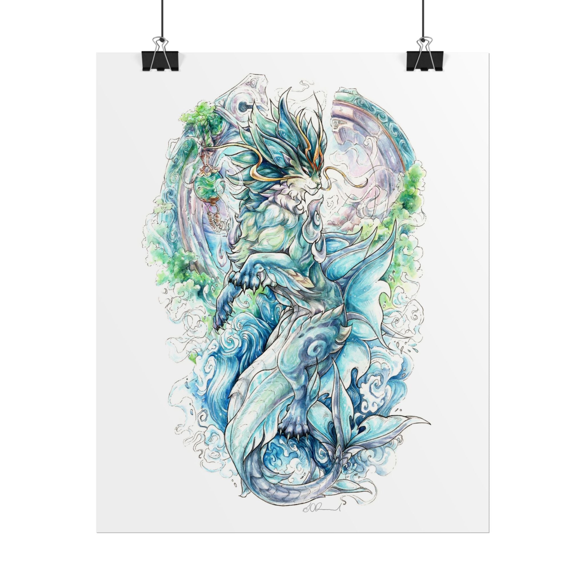 Cat Dragon Poster Print