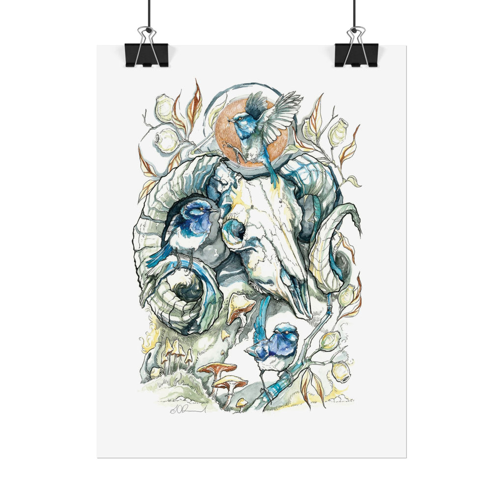 Ram Skull Poster Print
