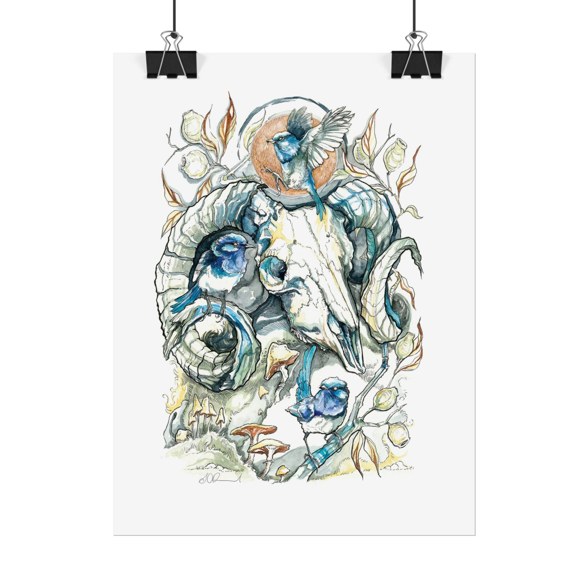 Ram Skull Poster Print